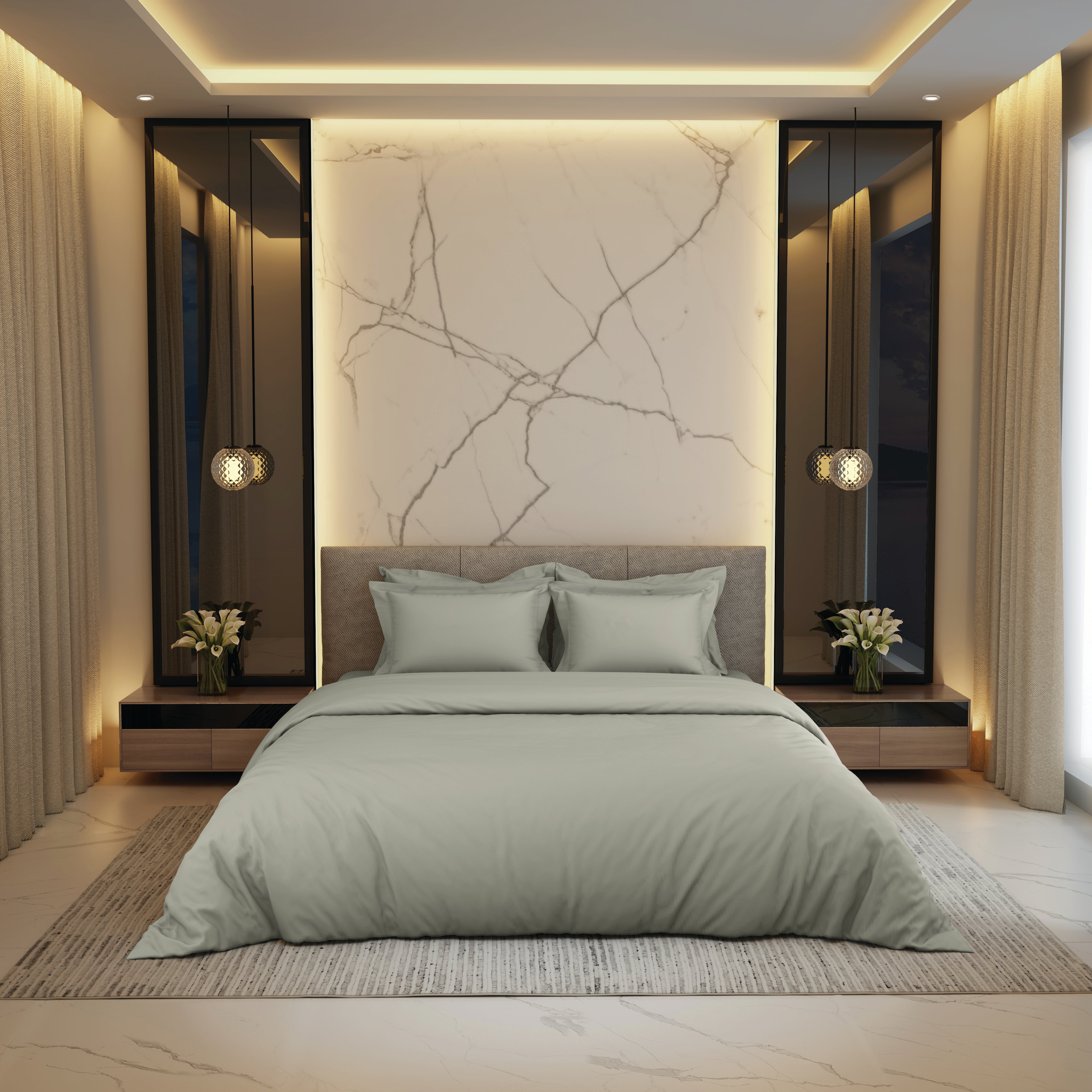 Gold Collection, Impression | Printed King Bedsheet Set | 300 TC Cotton - Desert Sage by Himeya