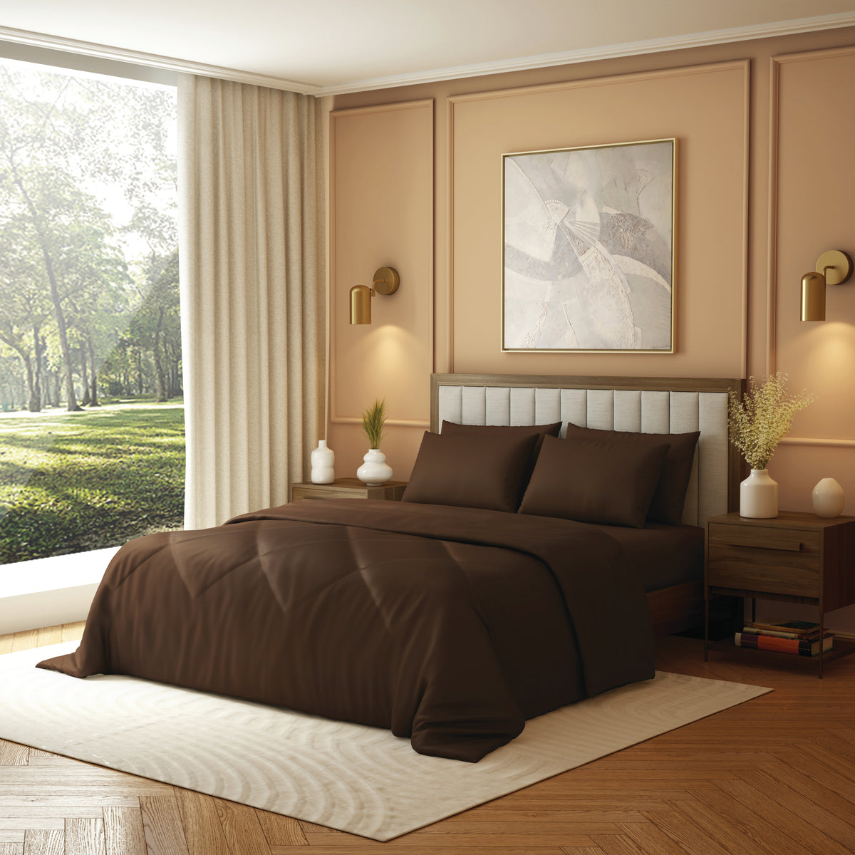 Elite Collection, Elements | Double Comforter | 190 TC Cotton - Espresso - by Himeya