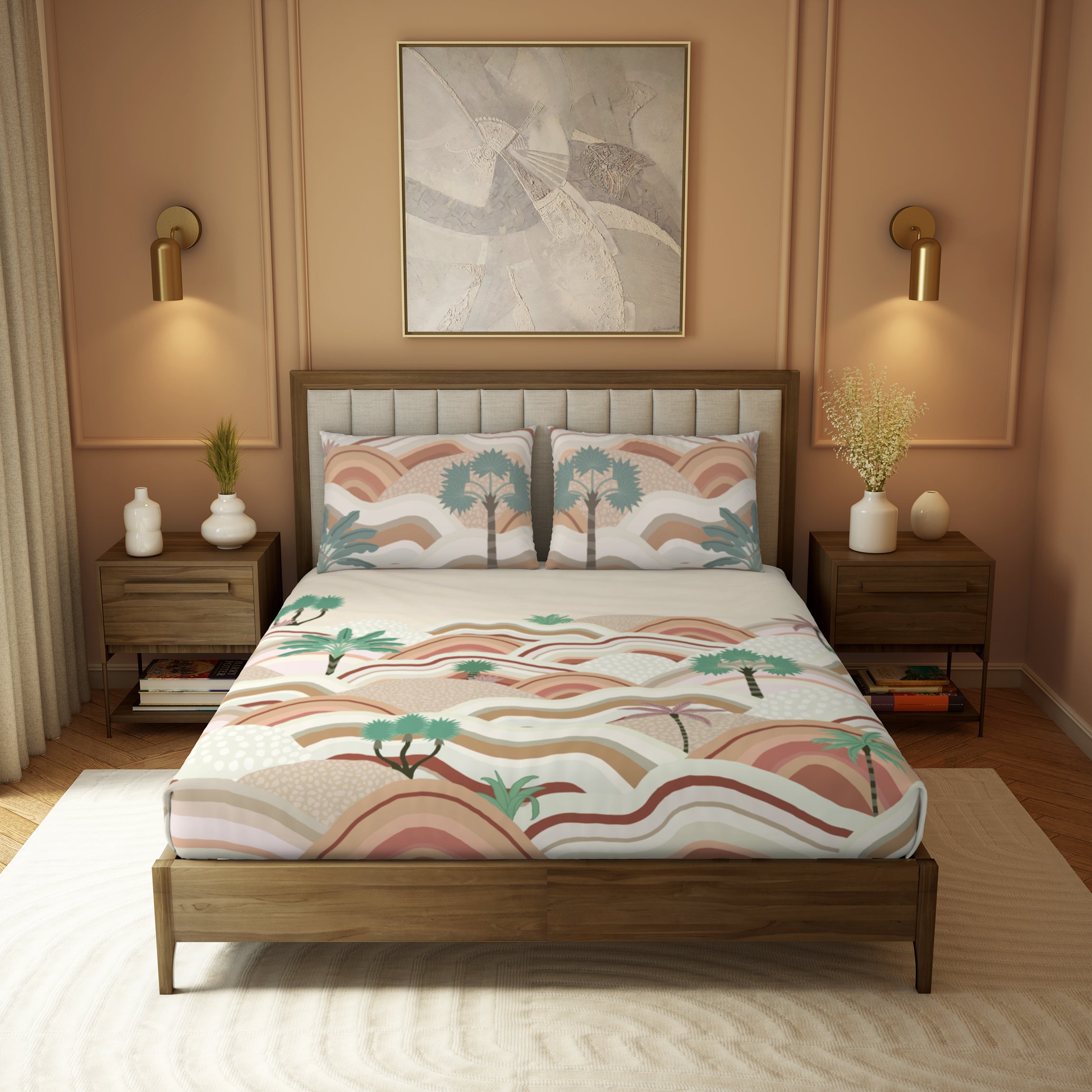 The Gifting Collection | King Bedsheet Set | 210 TC Cotton | Clay Red