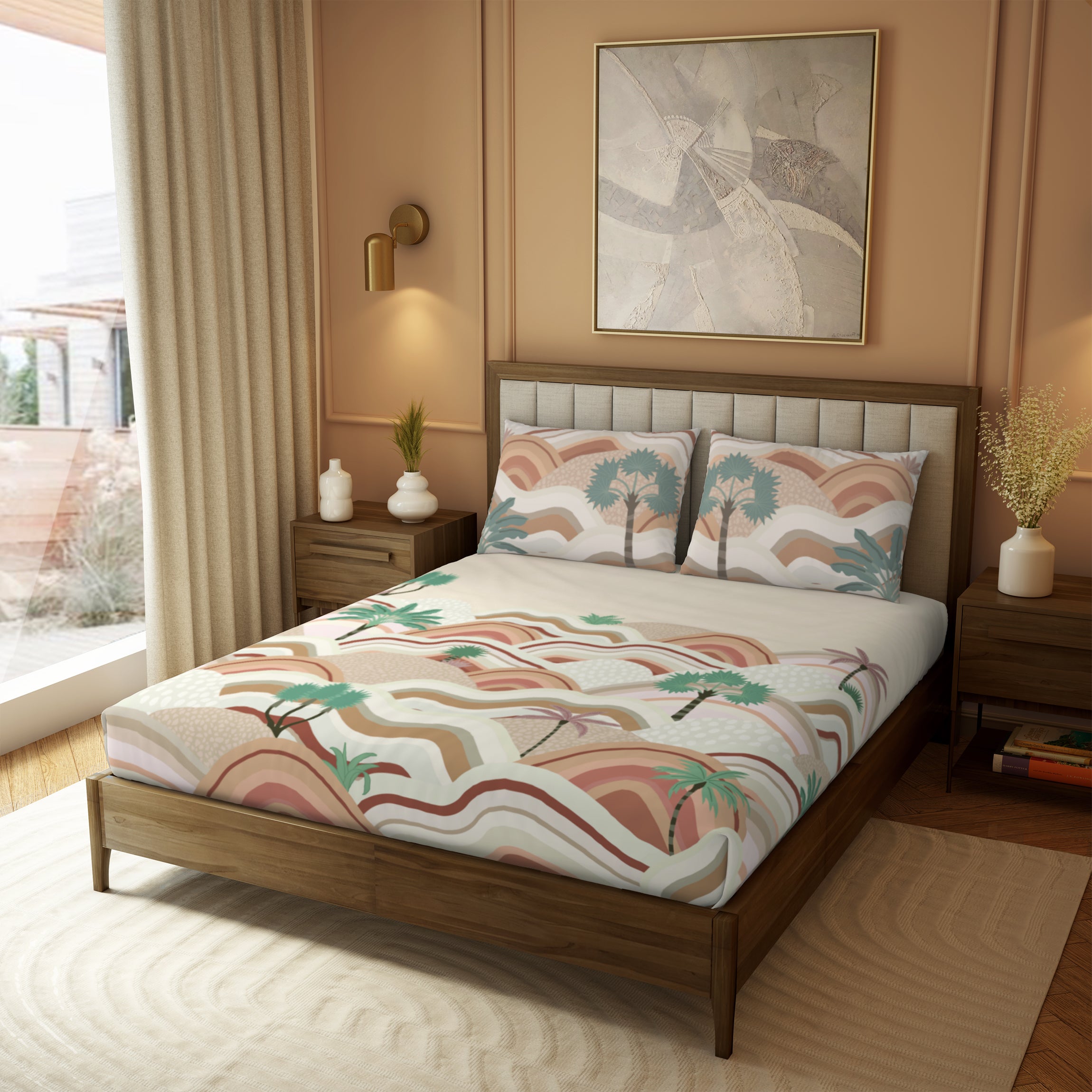 The Gifting Collection | King Bedsheet Set | 210 TC Cotton | Clay Red