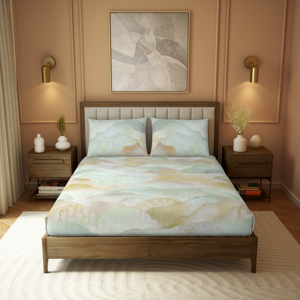 The Gifting Collection | King Bedsheet Set | 210 TC Cotton | Mint Green