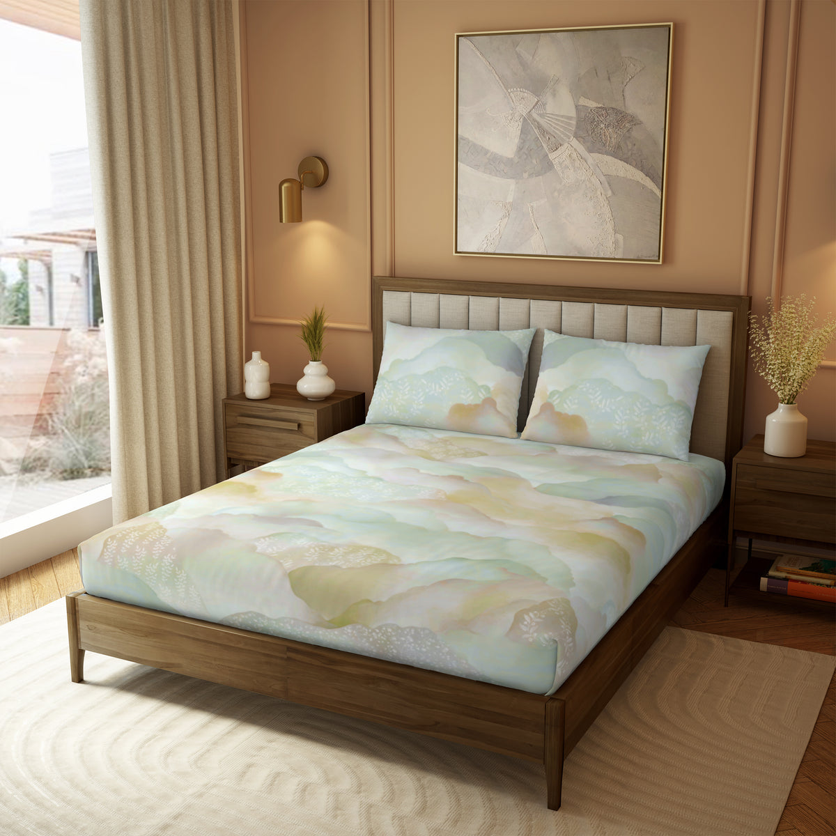 The Gifting Collection | King Bedsheet Set | 210 TC Cotton | Mint Green
