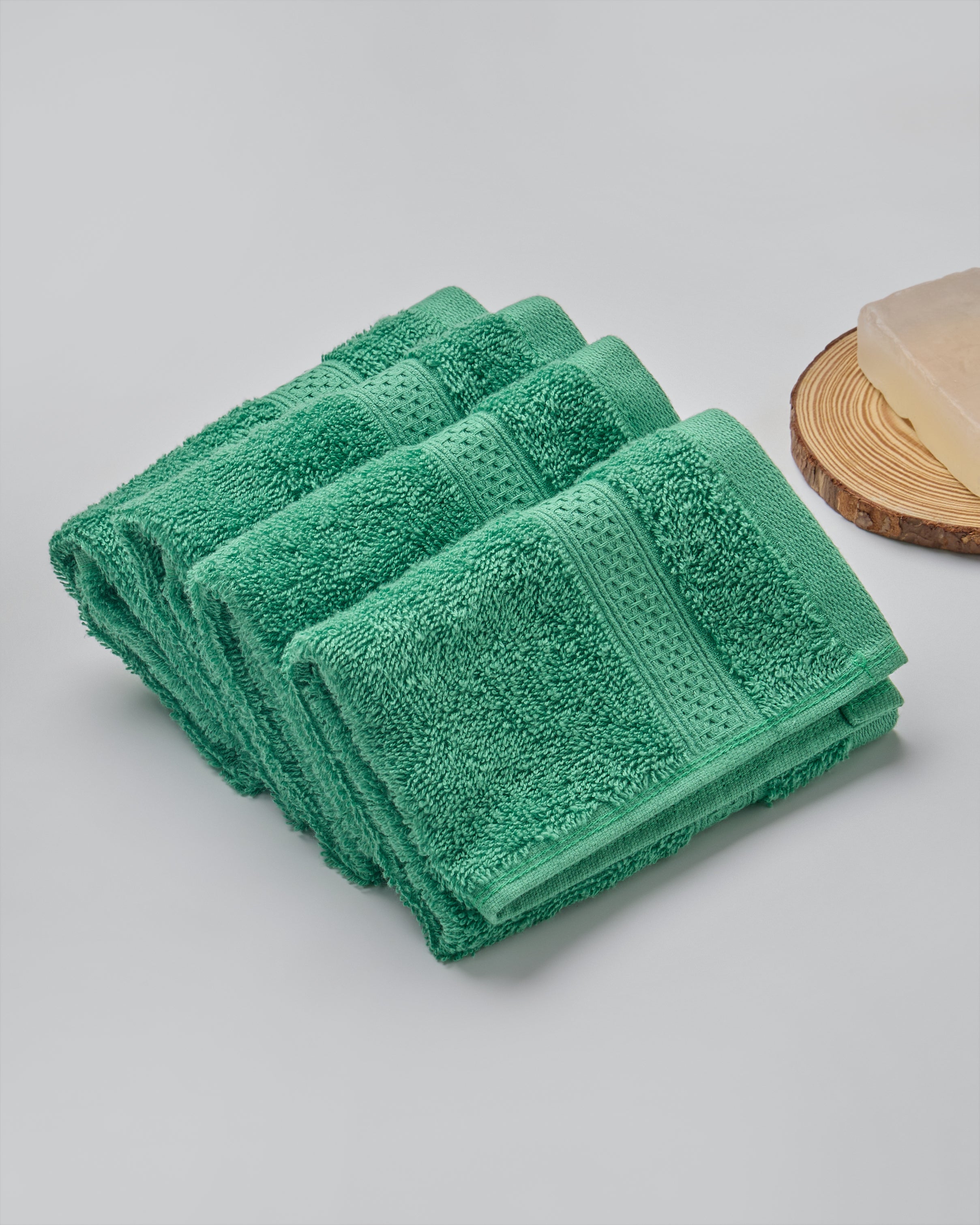 The Elite Collection | Face Towel | 450 GSM Pack of 4 | Sea Green