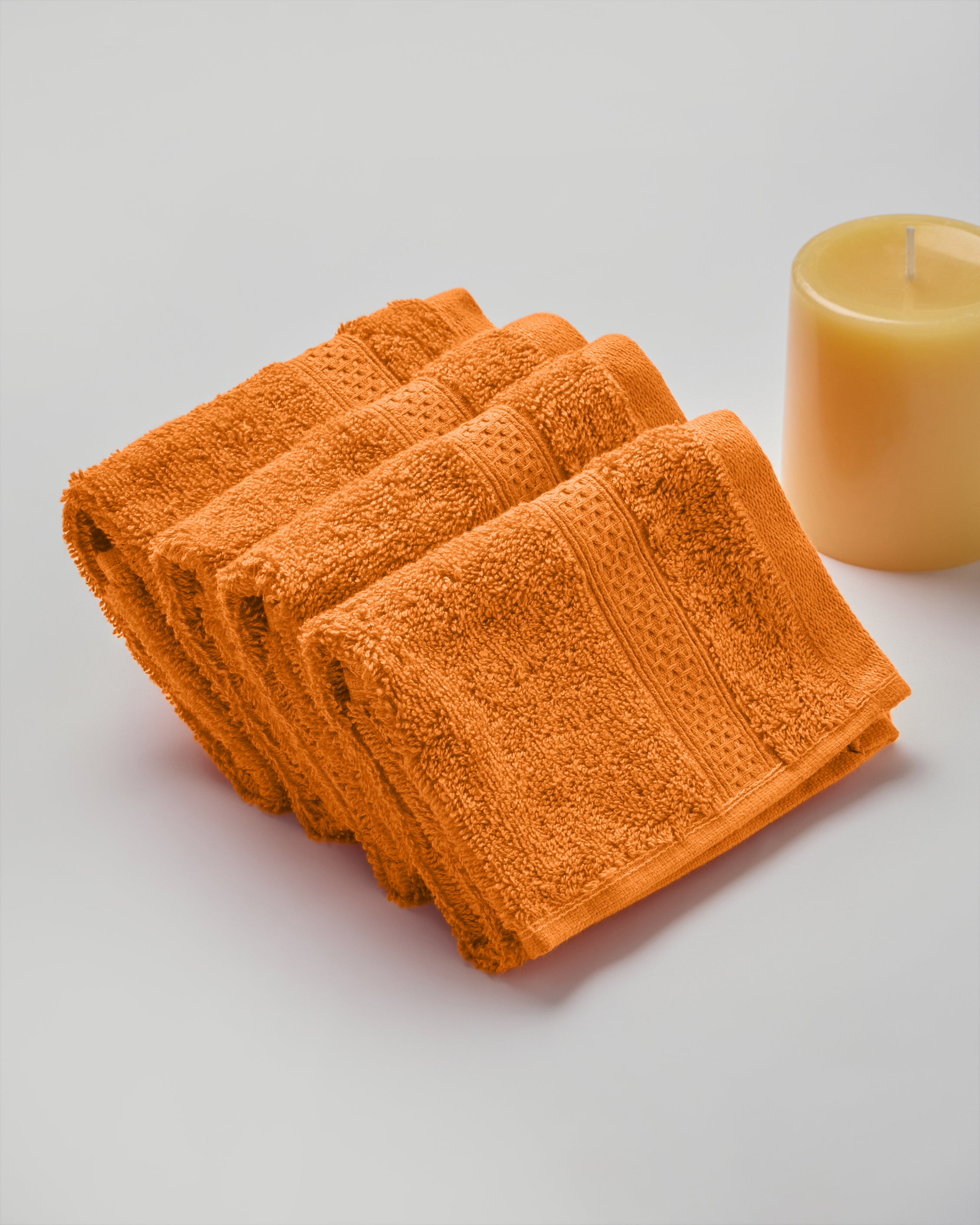 The Elite Collection | Face Towel | 450 GSM Pack of 4 | Tangy Orange