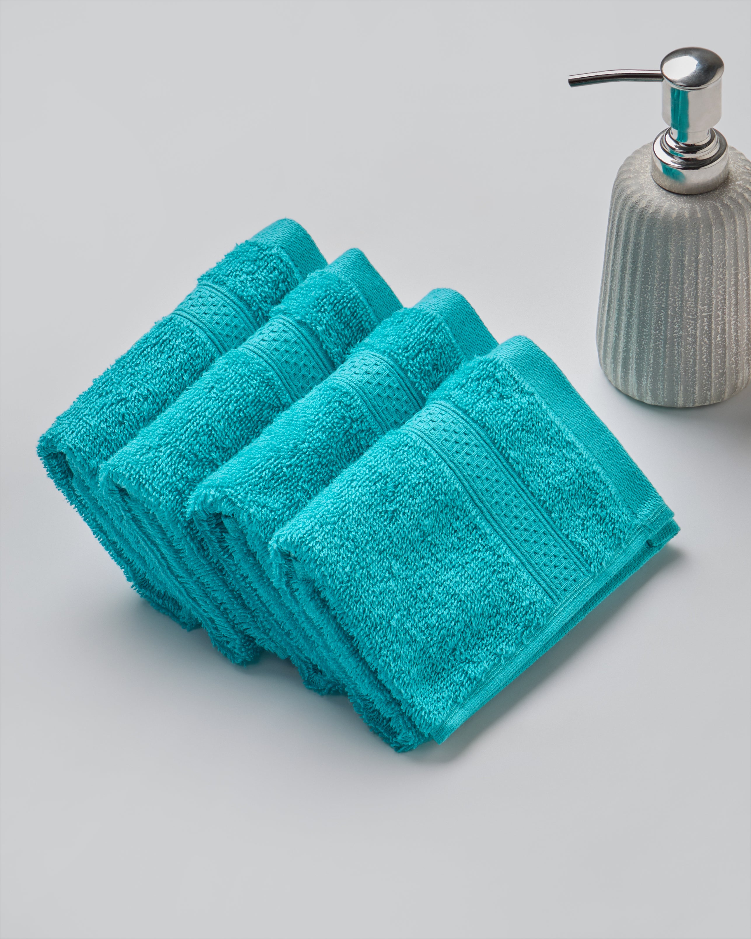 The Elite Collection | Face Towel | 450 GSM Pack of 4 | Turquoise