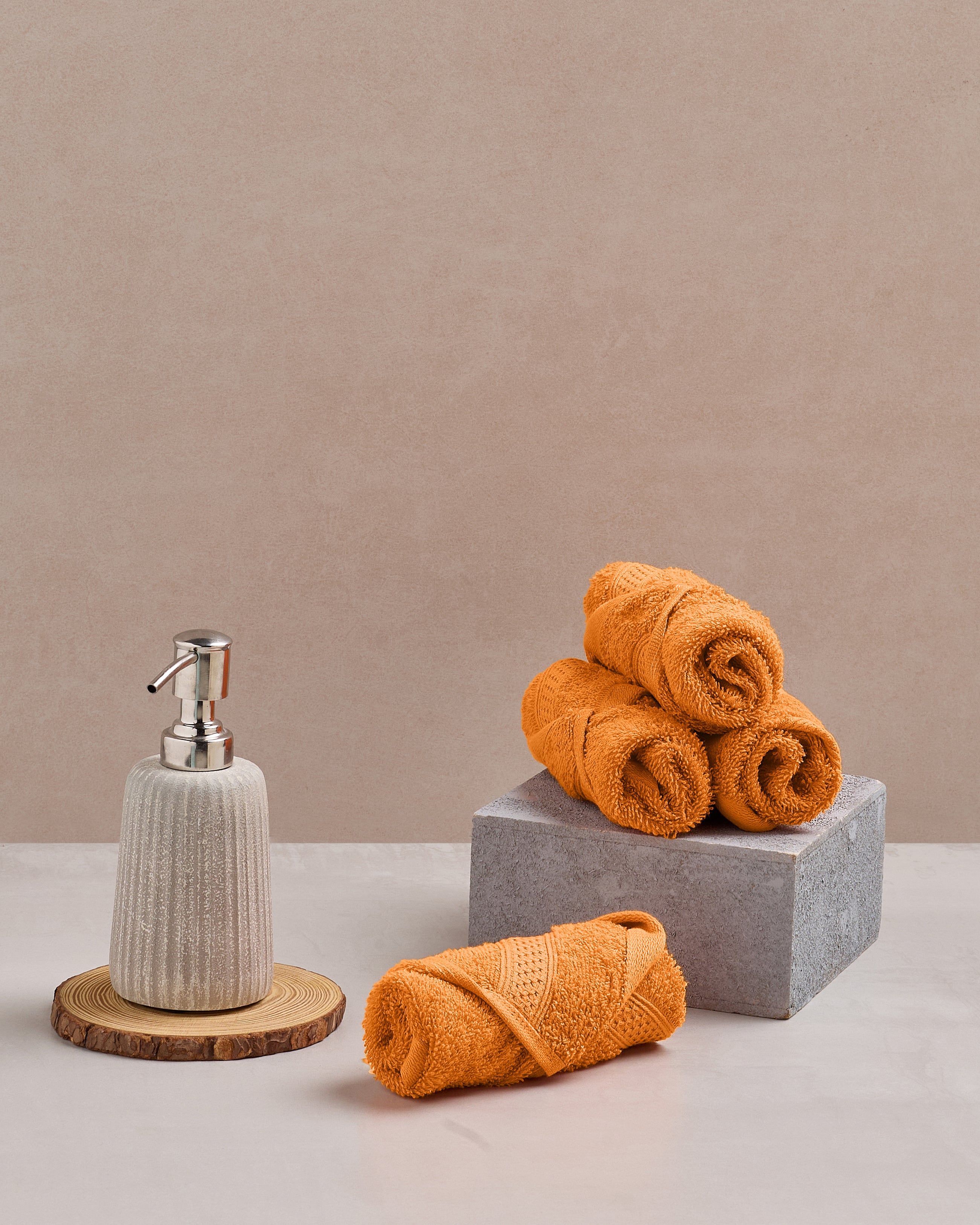 The Elite Collection | Face Towel | 450 GSM Pack of 4 | Tangy Orange