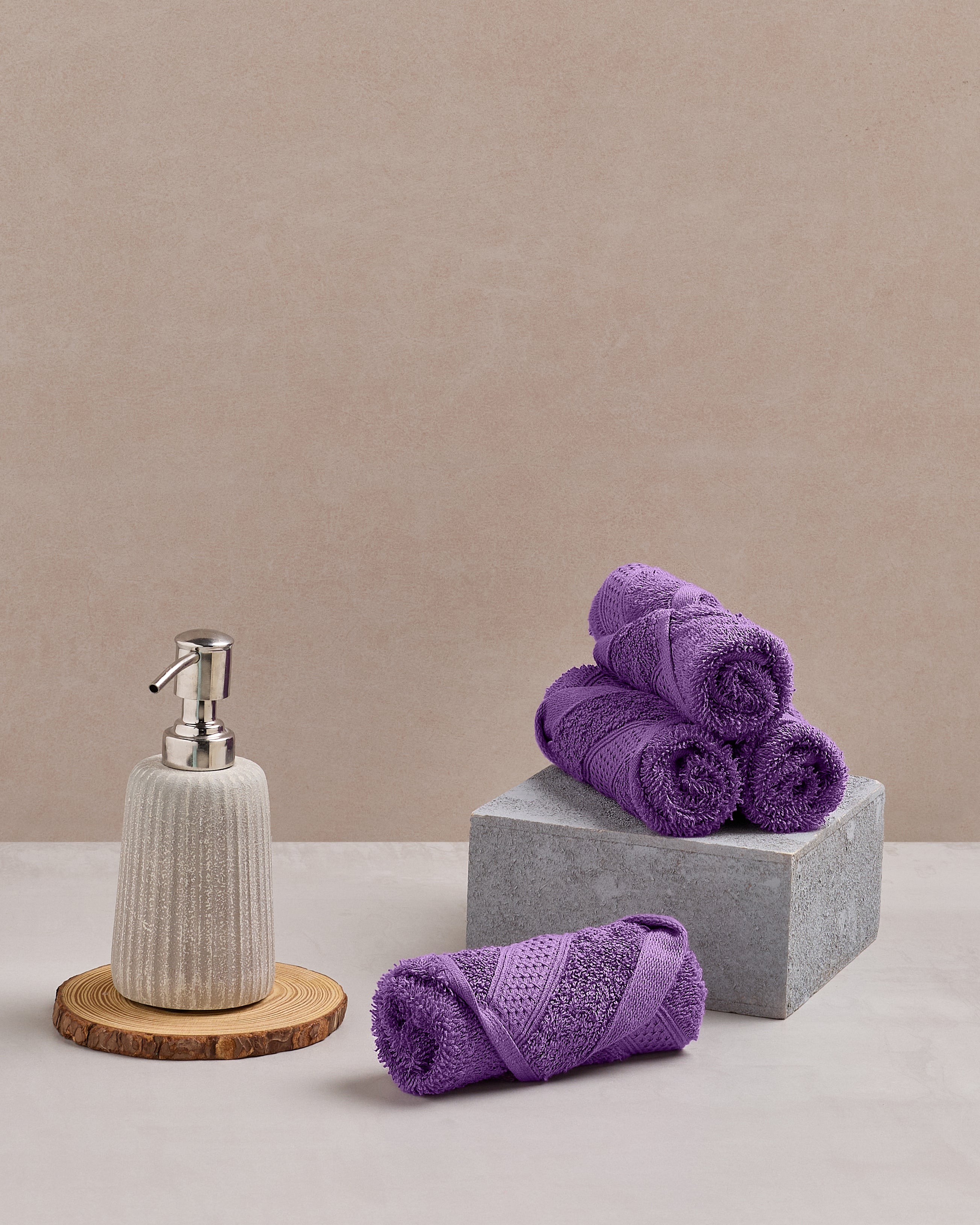 The Elite Collection | Face Towel | 450 GSM Pack of 4 | Spice Violet