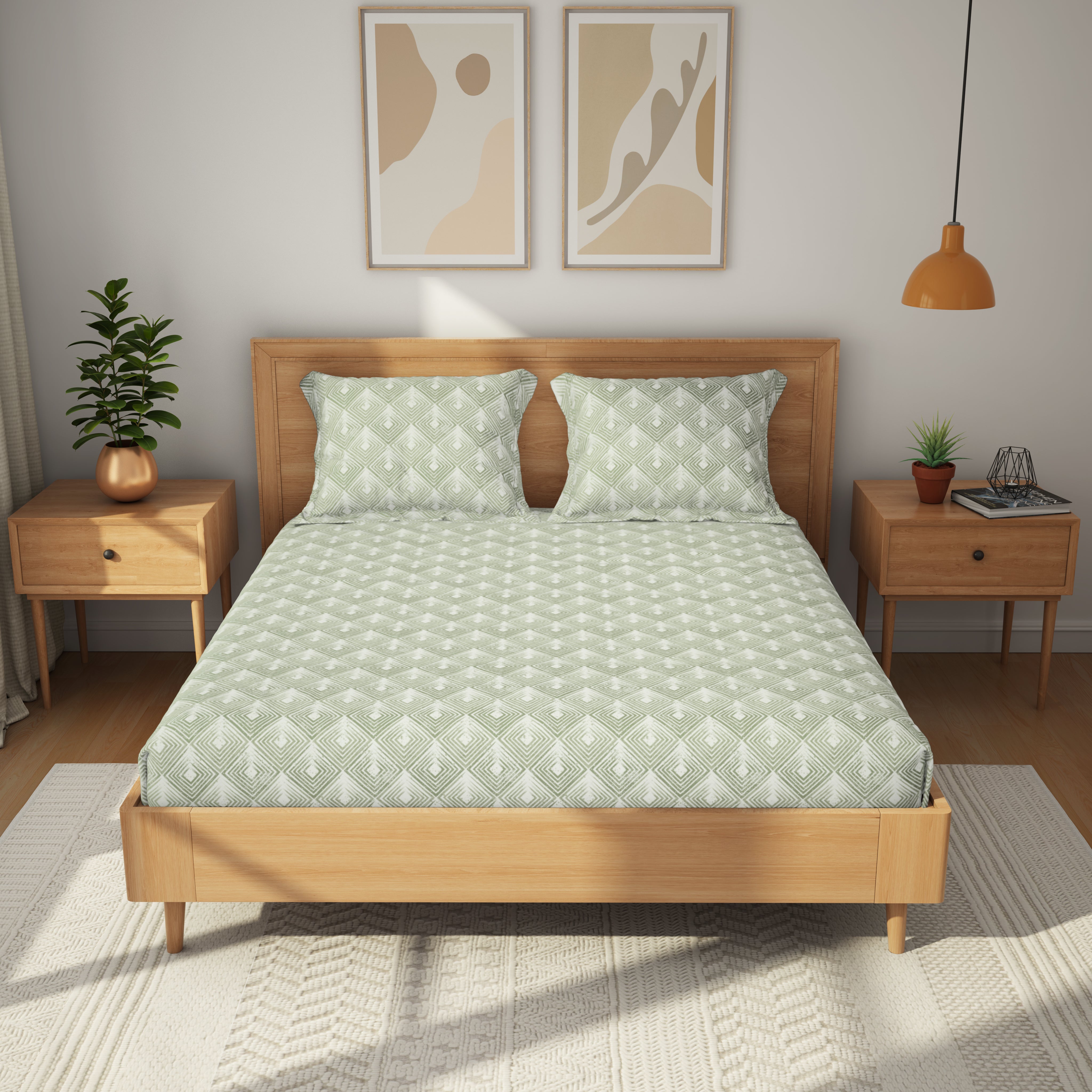 The Gifting Collection | King Bedsheet Set | 120 TC | Faded Diamond