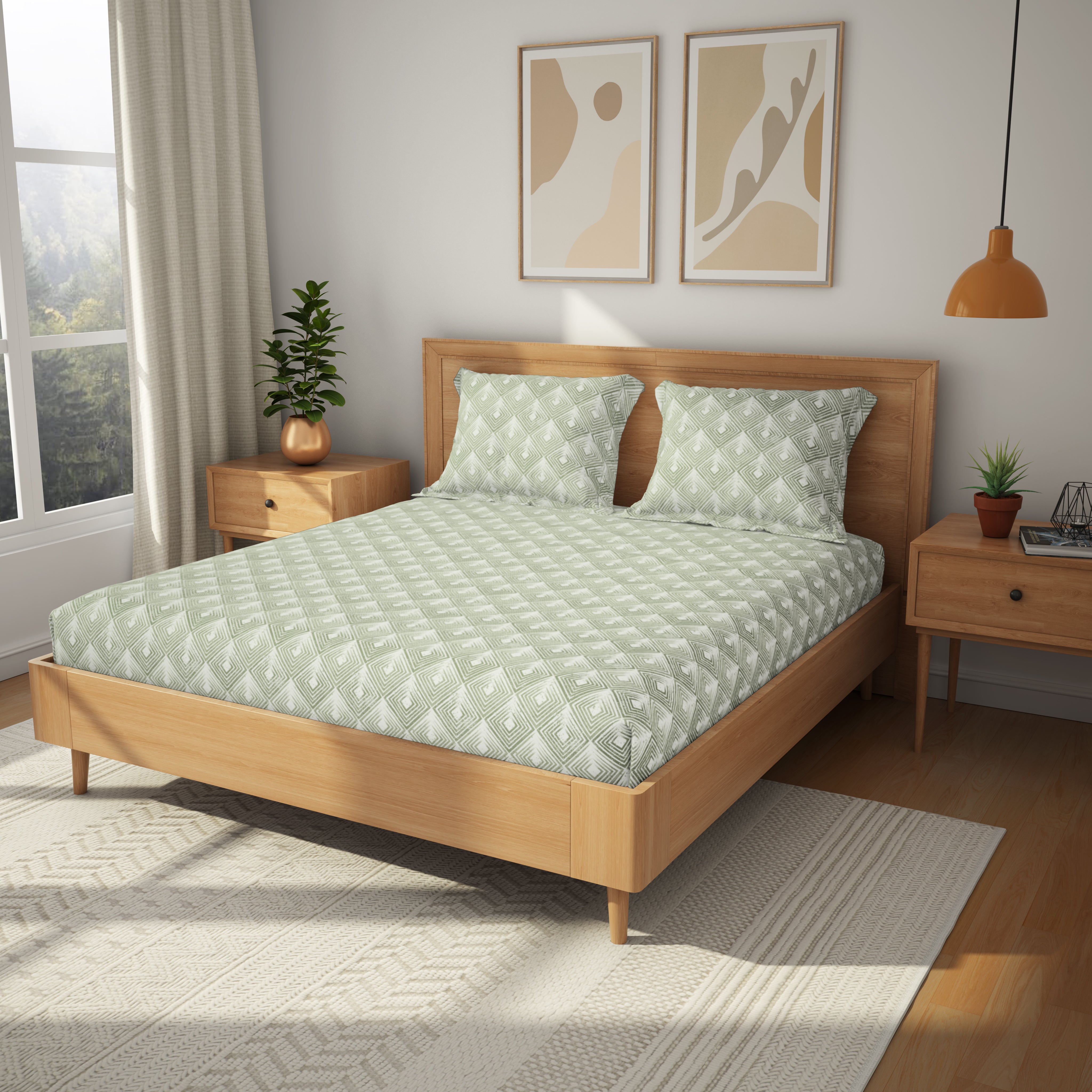 The Gifting Collection | King Bedsheet Set | 120 TC | Faded Diamond