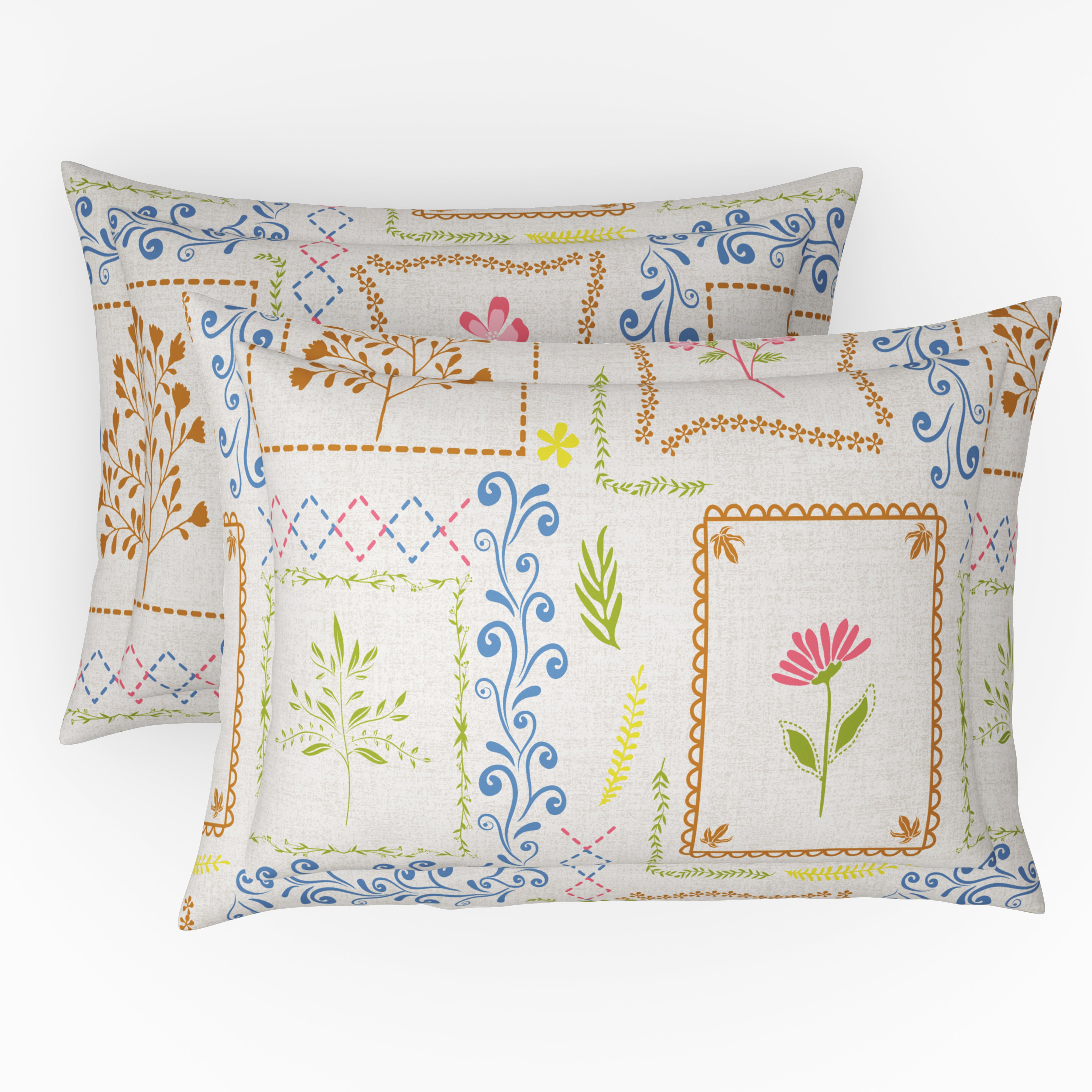 Comfort Collection, Tropical Garden | Printed King Bedsheet Set | 120 TC Cotton - Ivory Shell by Himeya