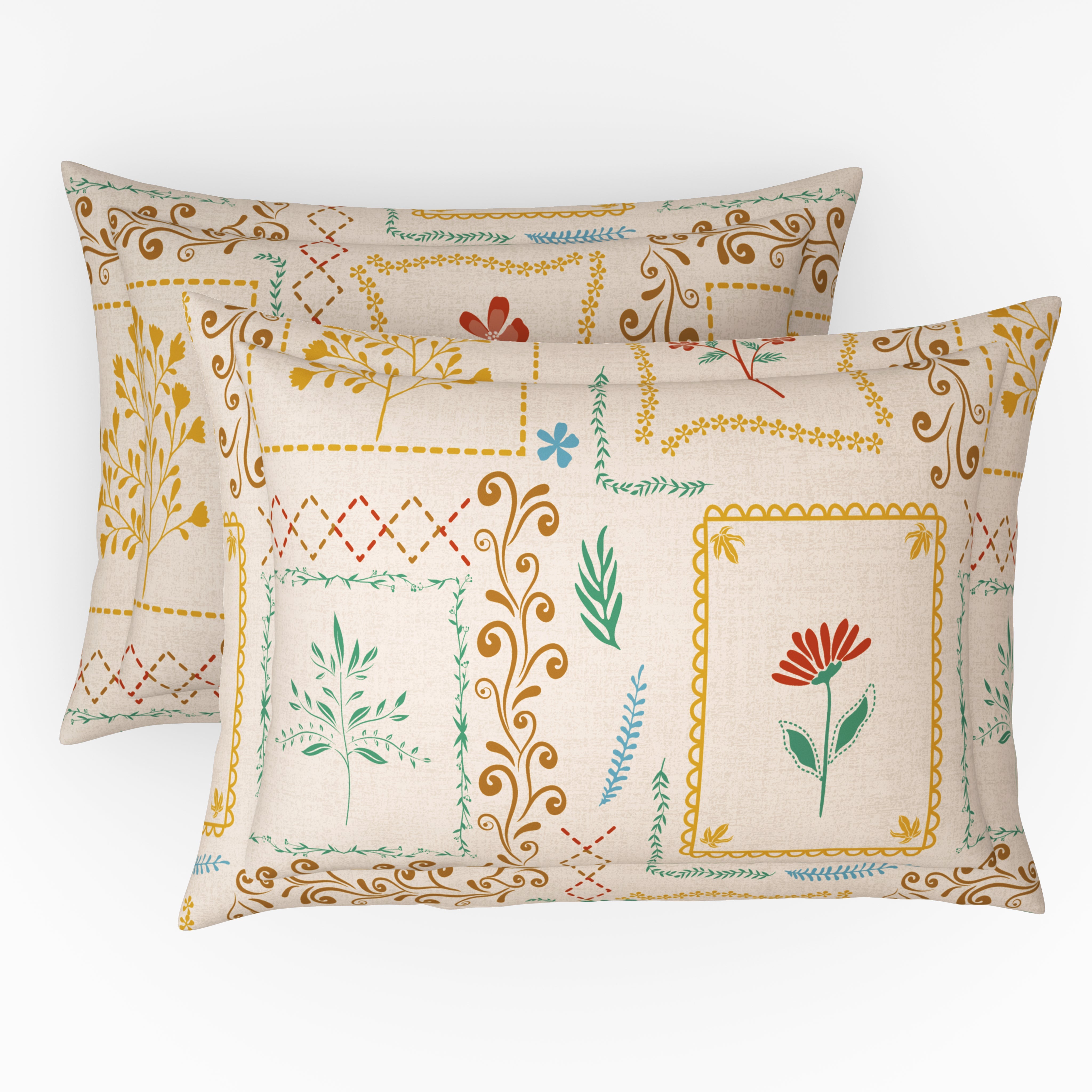 Comfort Collection, Tropical Garden | Printed Double Bedsheet Set | 120 TC Cotton - Mustard Yellow by Himeya