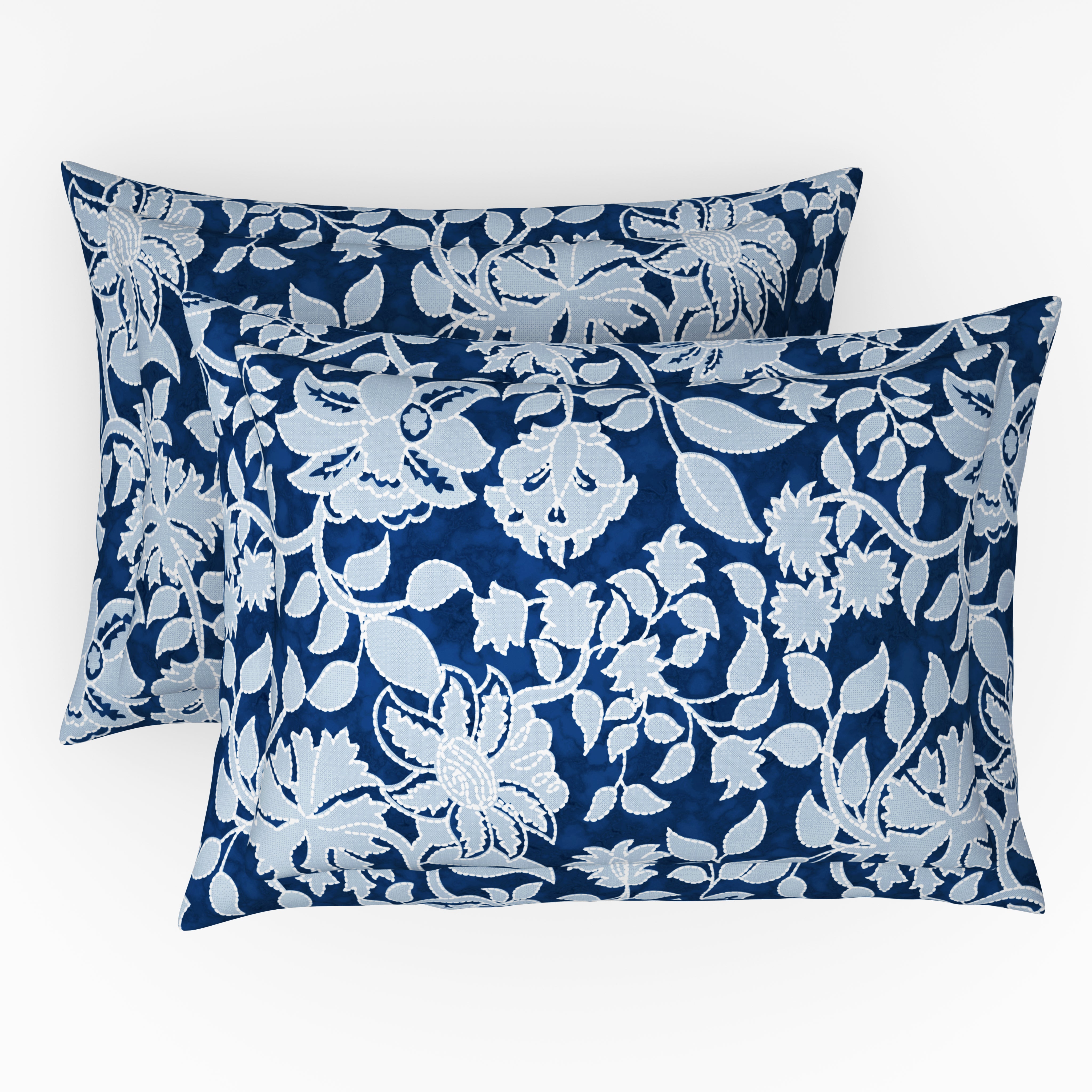 Comfort Collection, Tropical Garden | Printed King Bedsheet Set | 120 TC Cotton - Indigo Blue by Himeya