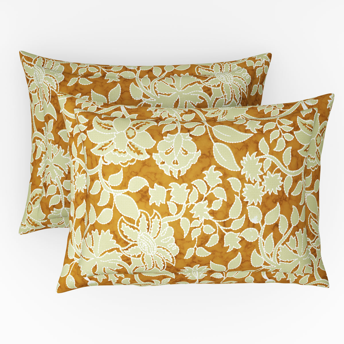 The Comfort Collection | Printed King Bedsheet Set | 120 TC Cotton | Olive Yellow