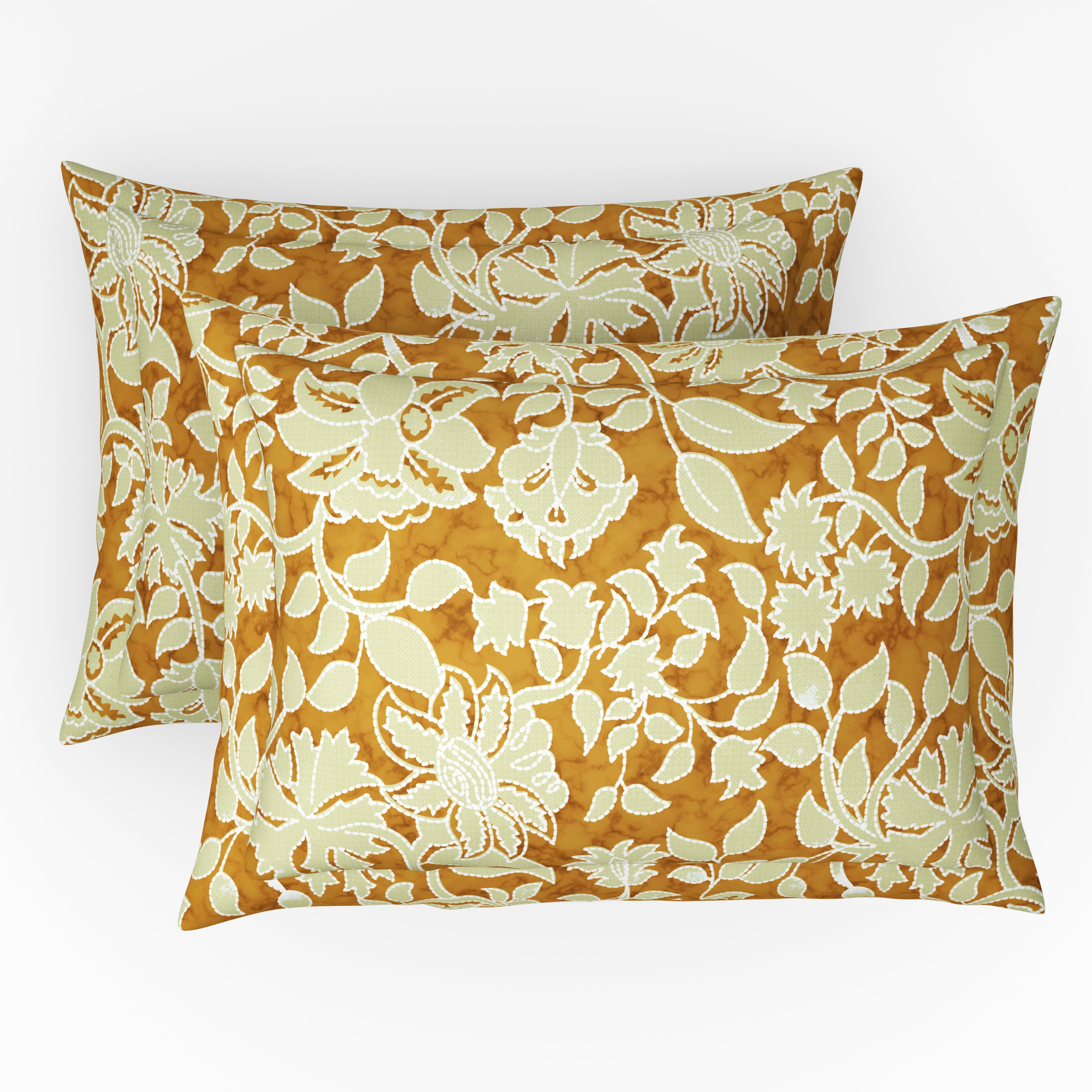 Comfort Collection, Tropical Garden | Printed Double Bedsheet Set | 120 TC Cotton - Olive Yellow by Himeya