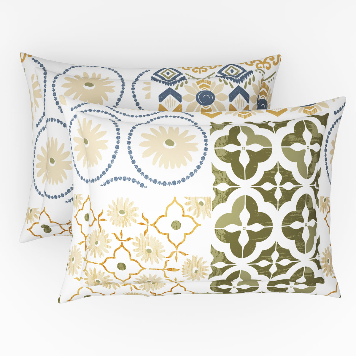 The Comfort Collection | Printed King Bedsheet Set | 144 TC Cotton | Olive Dusk
