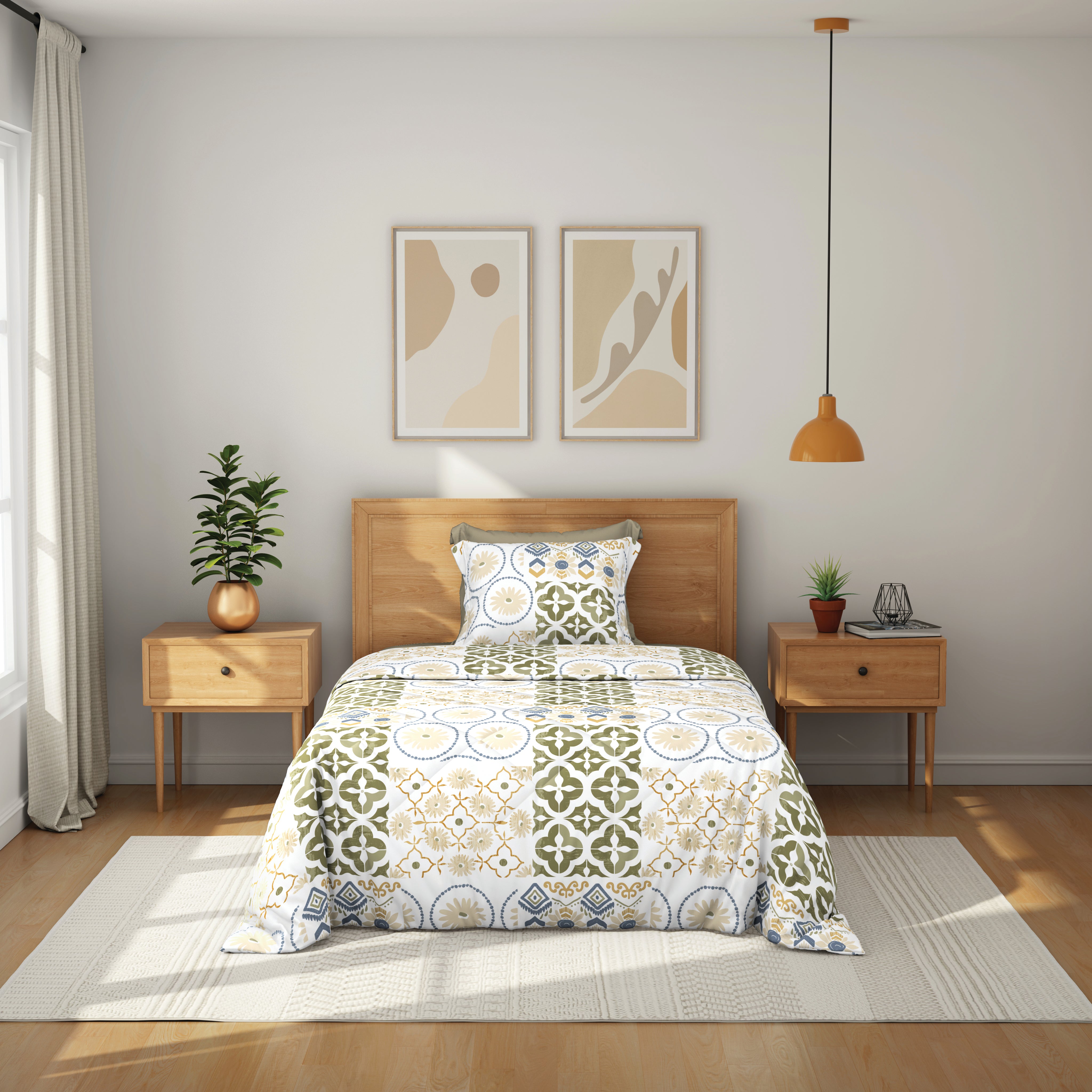 Comfort Collection, Classic | Single Comforter | 144 TC Cotton - Olive Dusk - by Himeya