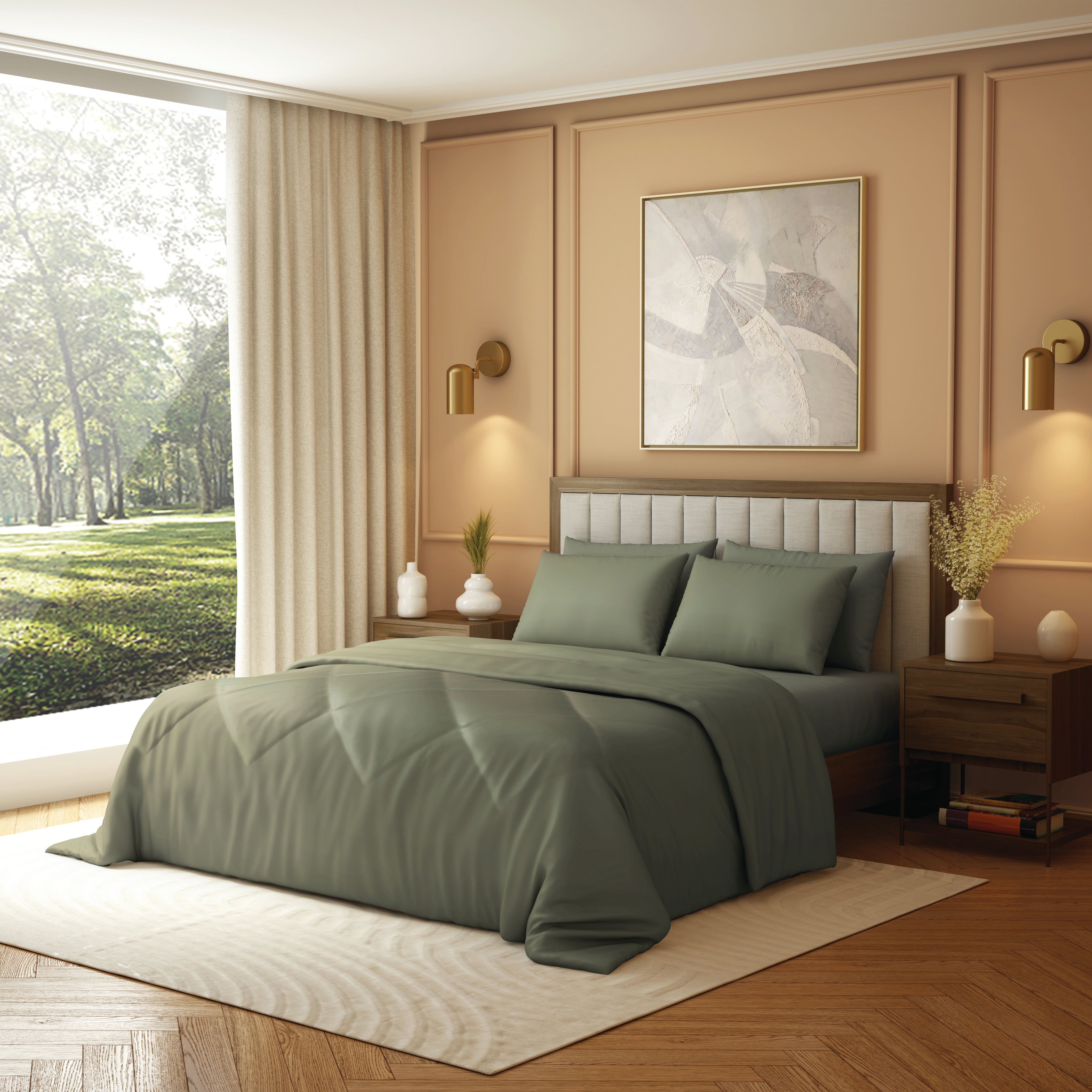 Elite Collection, Elements | Double Comforter | 190 TC Cotton - Green Tea - by Himeya