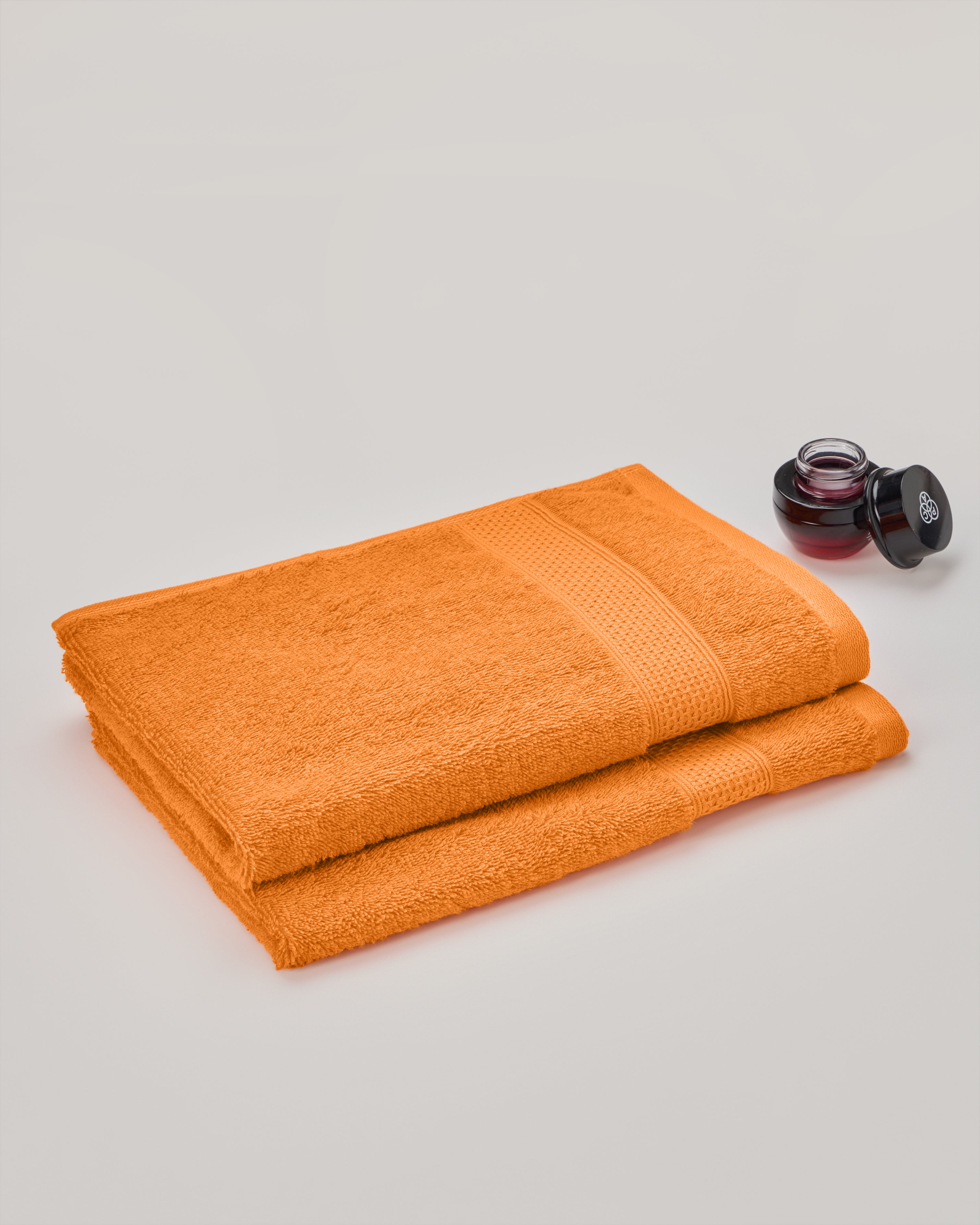 The Elite Collection | Hand Towel | 450 GSM Pack of 2 | Tangy Orange