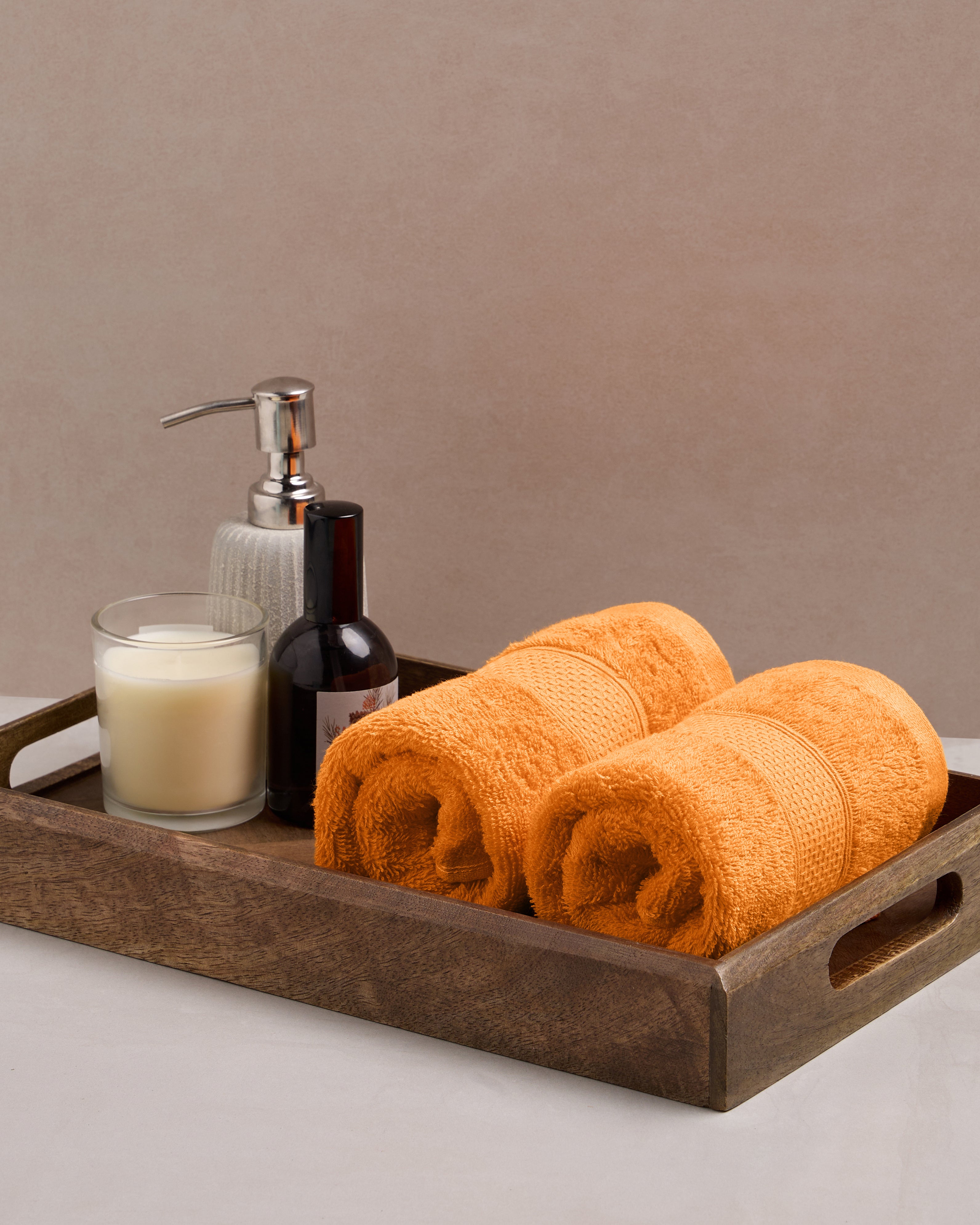 The Elite Collection | Hand Towel | 450 GSM Pack of 2 | Tangy Orange