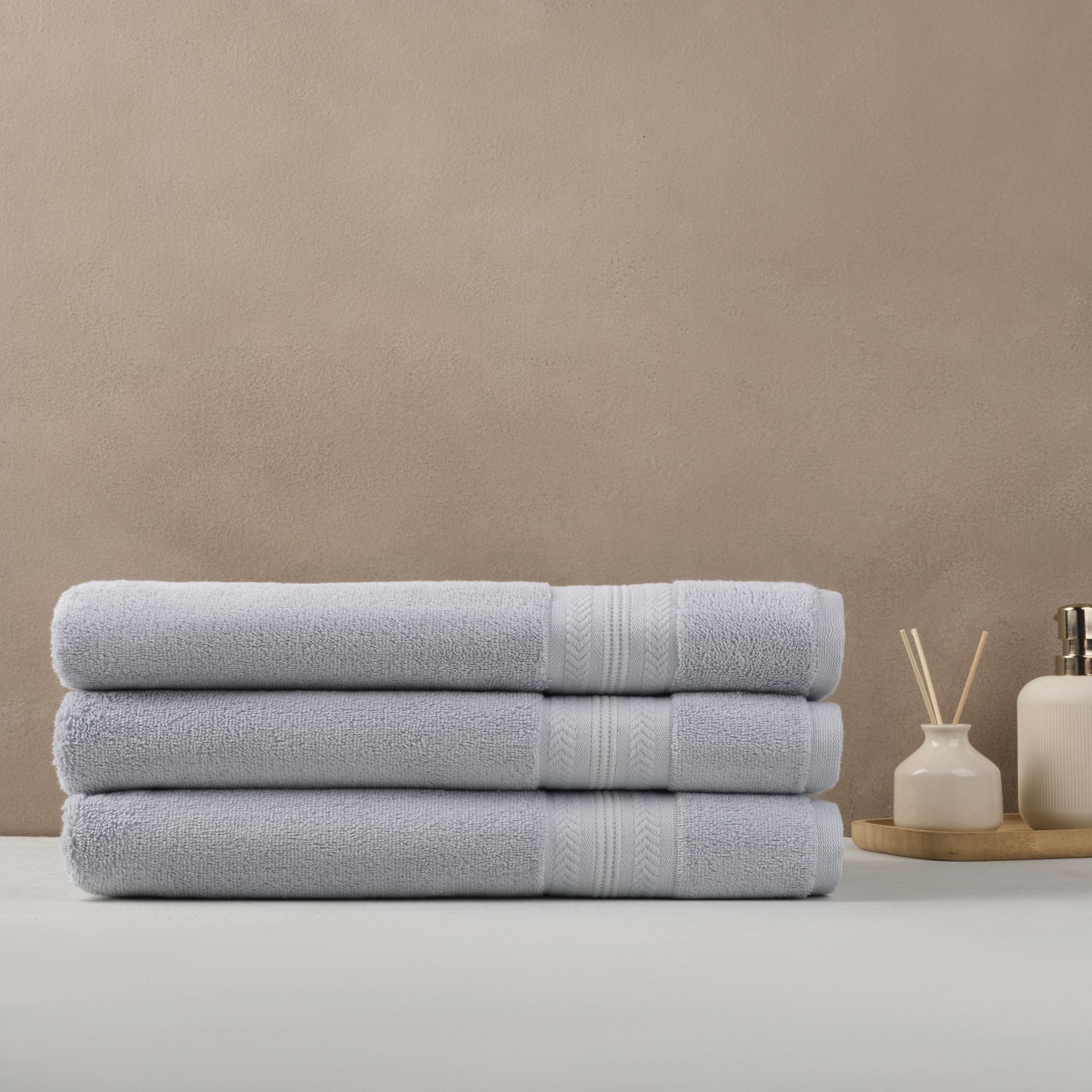 Bamboo Cotton | Bath Towel(Pack of 3) | 600 GSM | Blue