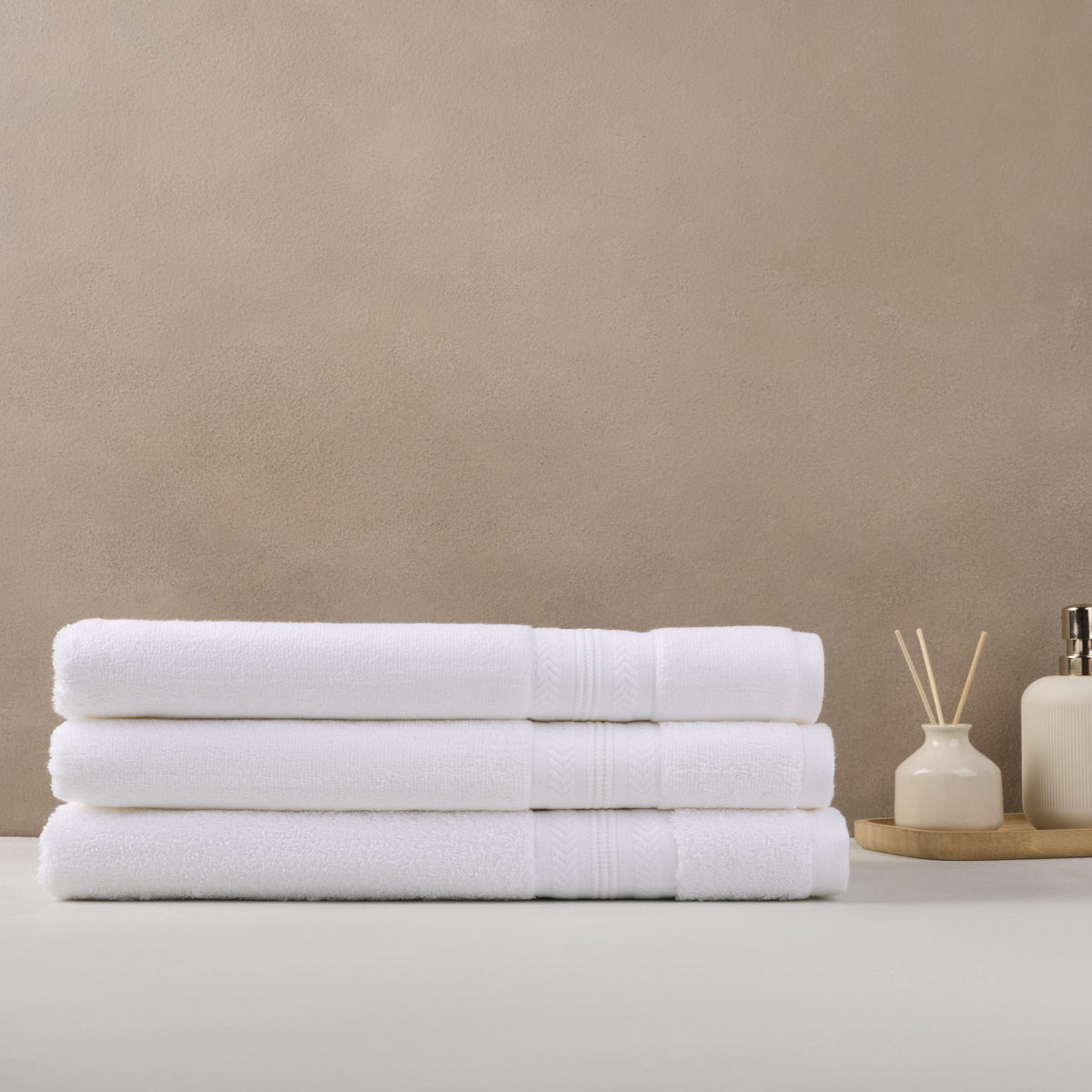 Bamboo Cotton | Bath Towel(Pack of 3) | 600 GSM | White