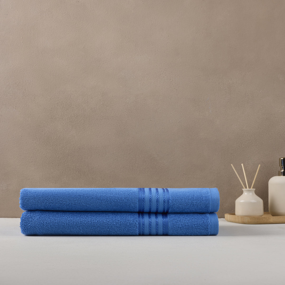 Classic Cotton|Bath Towel (Pack of 2) |380 GSM | Blue