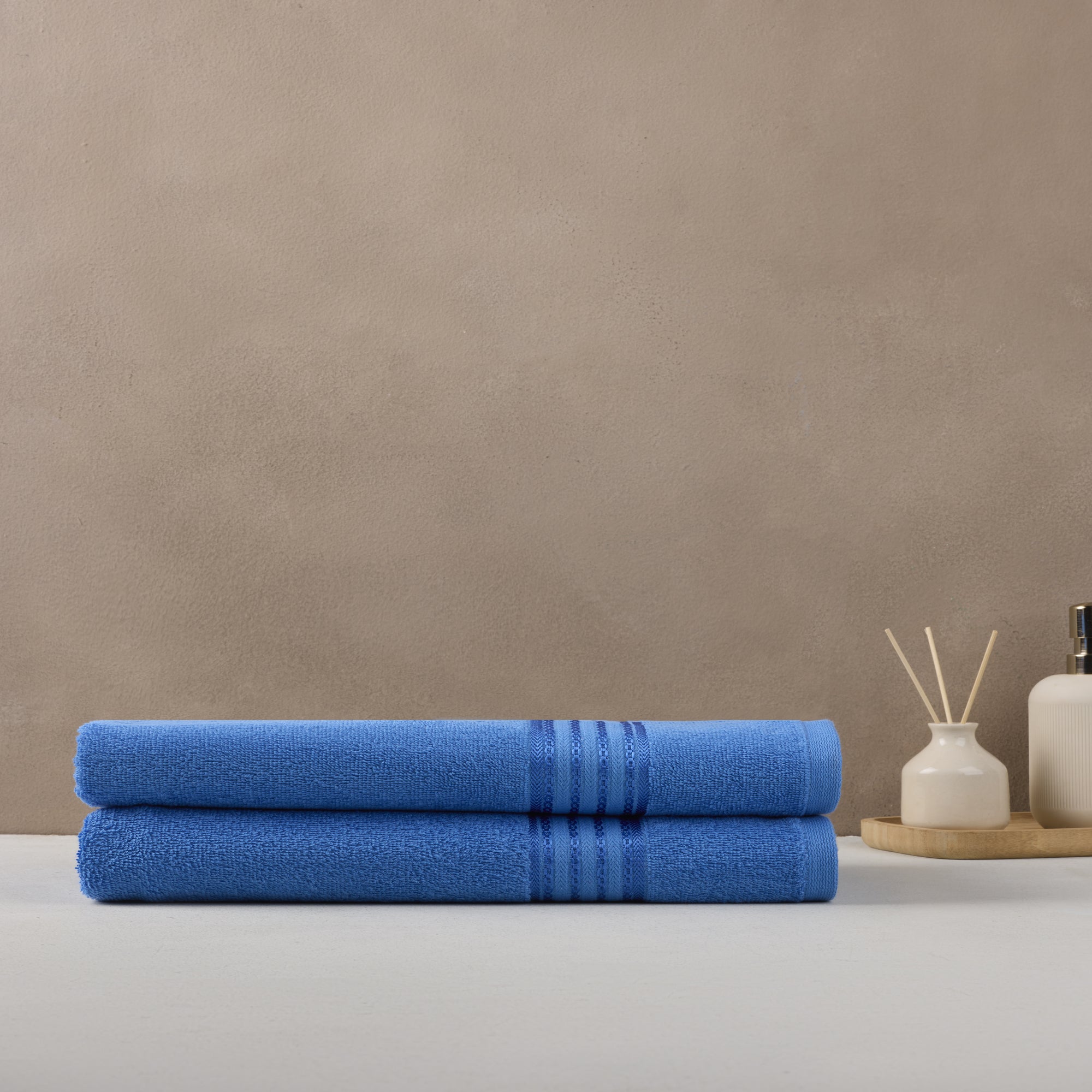 Classic Cotton|Bath Towel (Pack of 2) |380 GSM | Blue