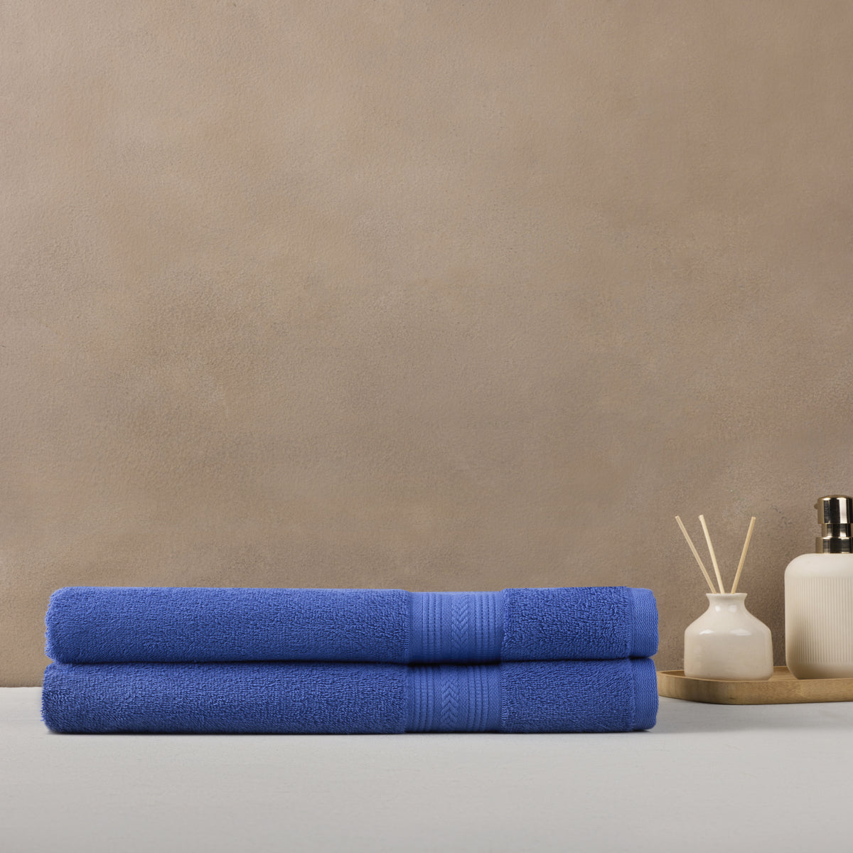Cotton Basic | Bath Towel(Pack of 2) | 500 GSM | Blue