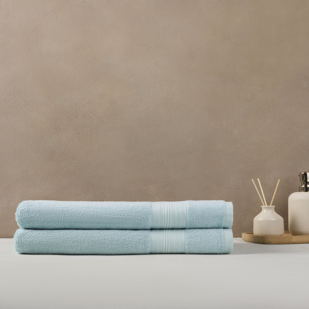 Bamboo Cotton | Bath Towel(Pack of 2) | 600 GSM | Blue