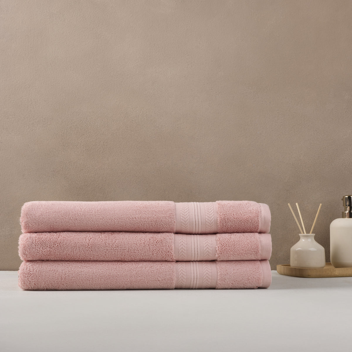 Bamboo Cotton | Bath Towel(Pack of 3) | 600 GSM | Pink