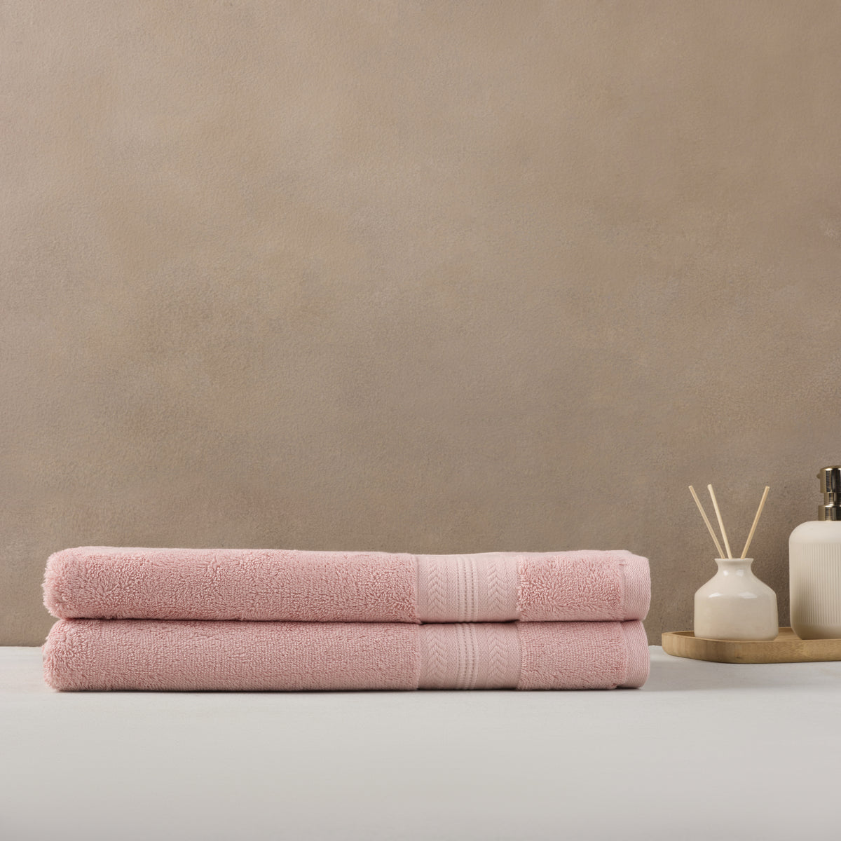 Bamboo Cotton | Bath Towel(Pack of 2) | 600 GSM | Pink