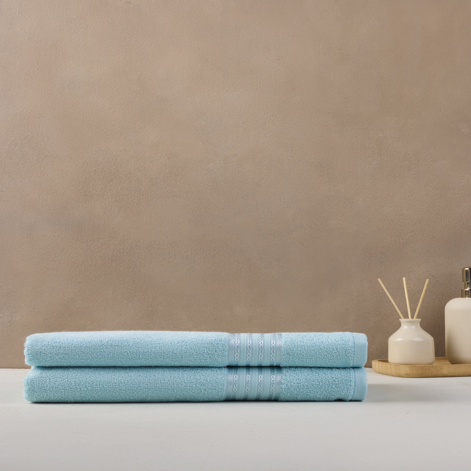 Classic Cotton|Bath Towel (Pack of 2) |380 GSM | Aqua Blue