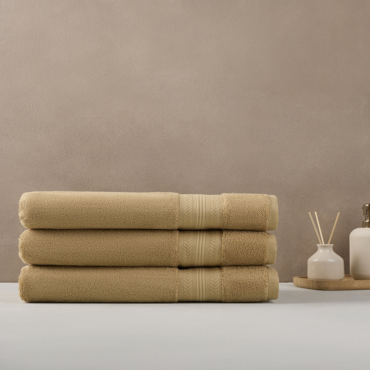 Bamboo Cotton | Bath Towel(Pack of 3) | 600 GSM | Beige