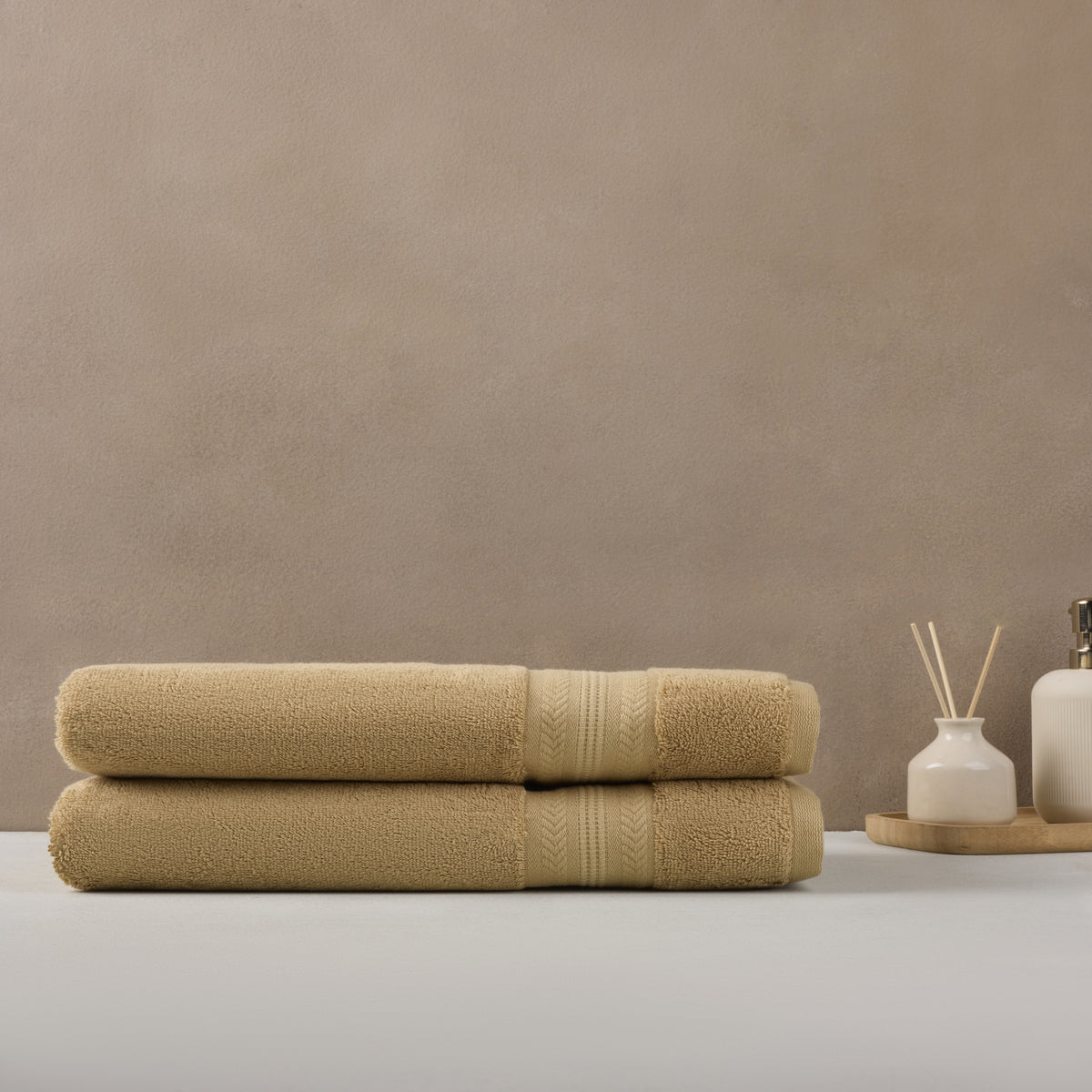 Bamboo Cotton | Bath Towel(Pack of 2) | 600 GSM | Beige