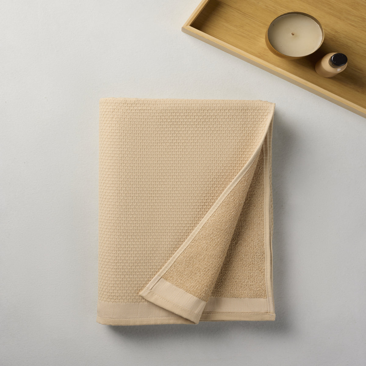 Classic Cotton|Bath Towel (Pack of 2) |380 GSM | Blue & Desert Sand