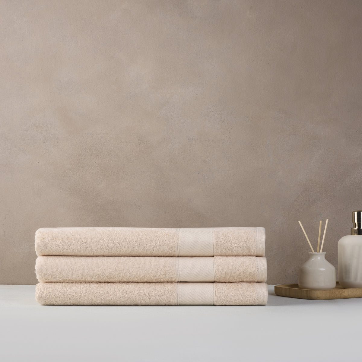 Bamboo Cotton | Bath Towel(Pack of 3) | 400 GSM | Desert Sand