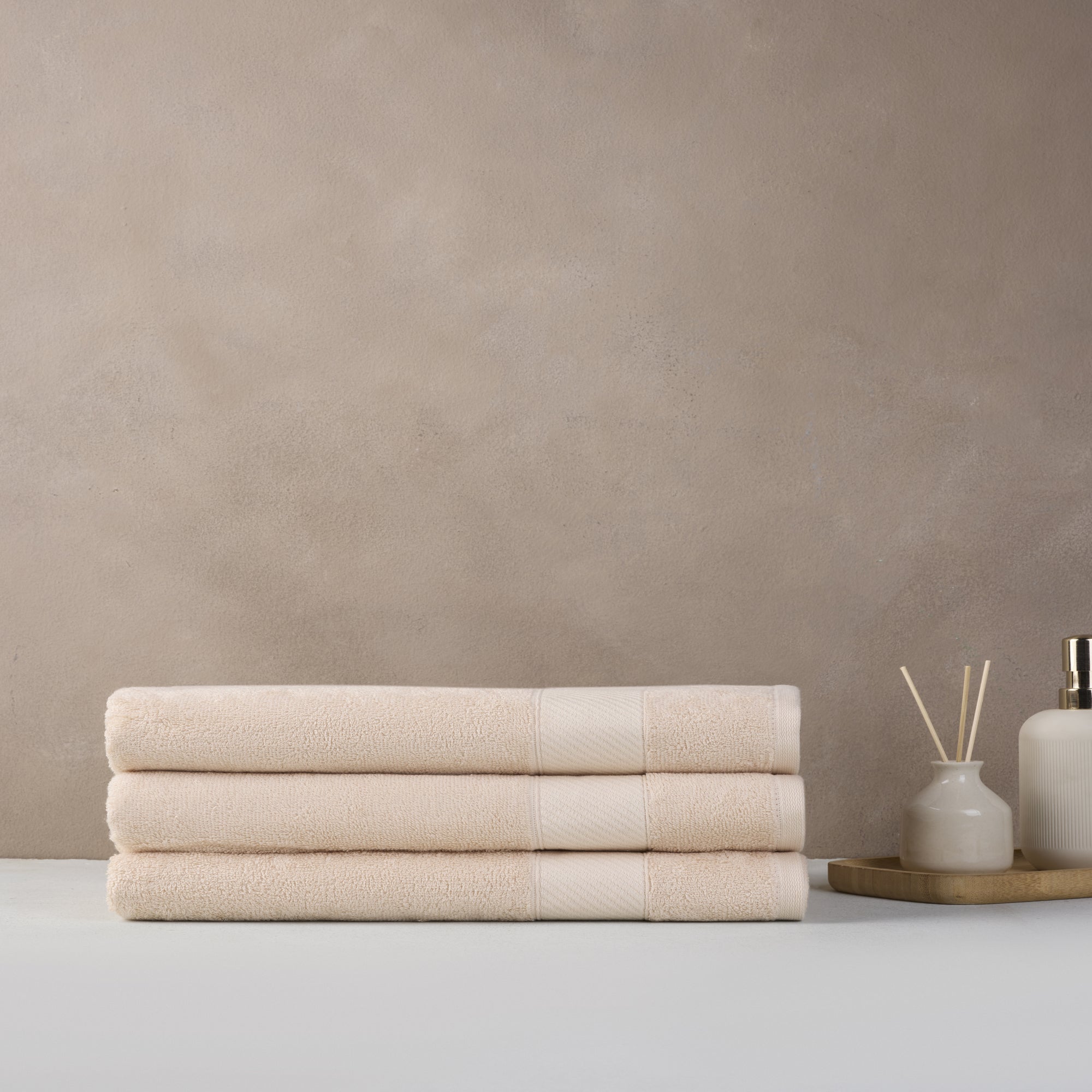 Bamboo Cotton | Bath Towel(Pack of 3) | 400 GSM | Desert Sand