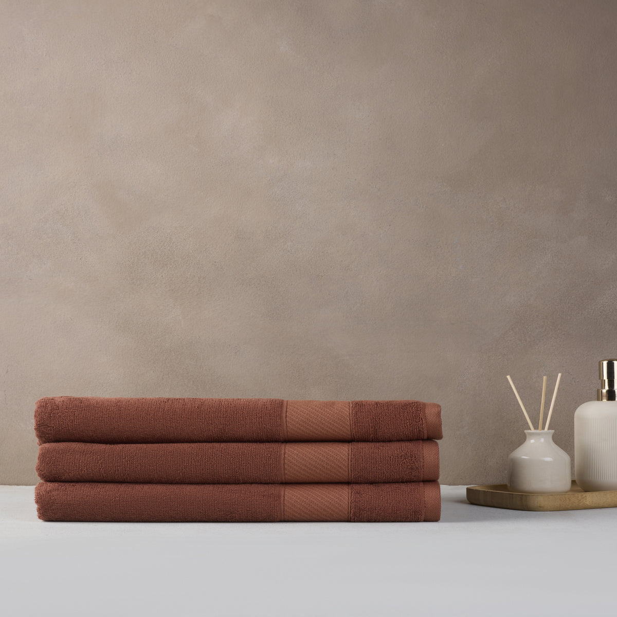 Bamboo Cotton | Bath Towel(Pack of 3) | 400 GSM | Brown