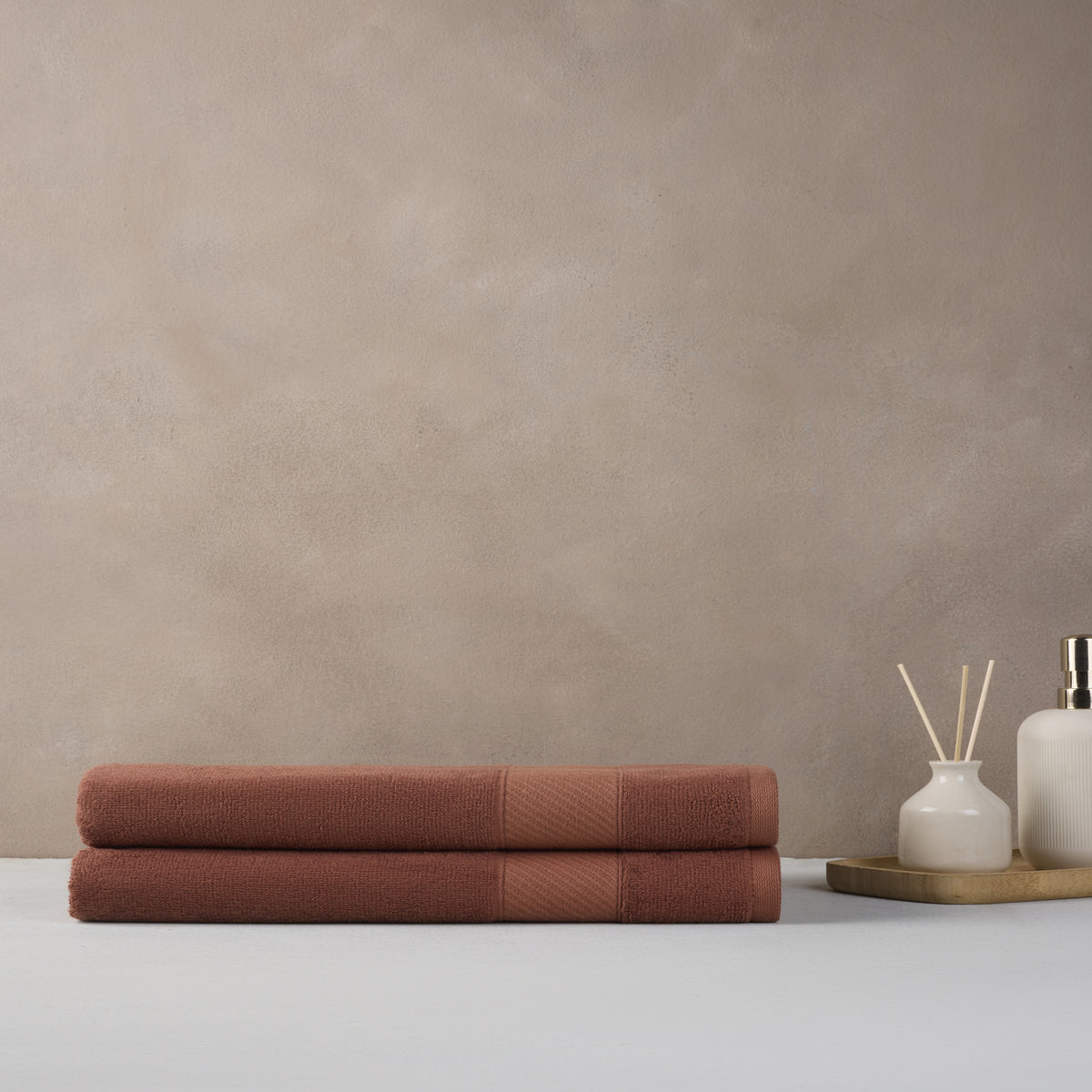 Bamboo Cotton | Bath Towel(Pack of 2) | 400 GSM | Brown