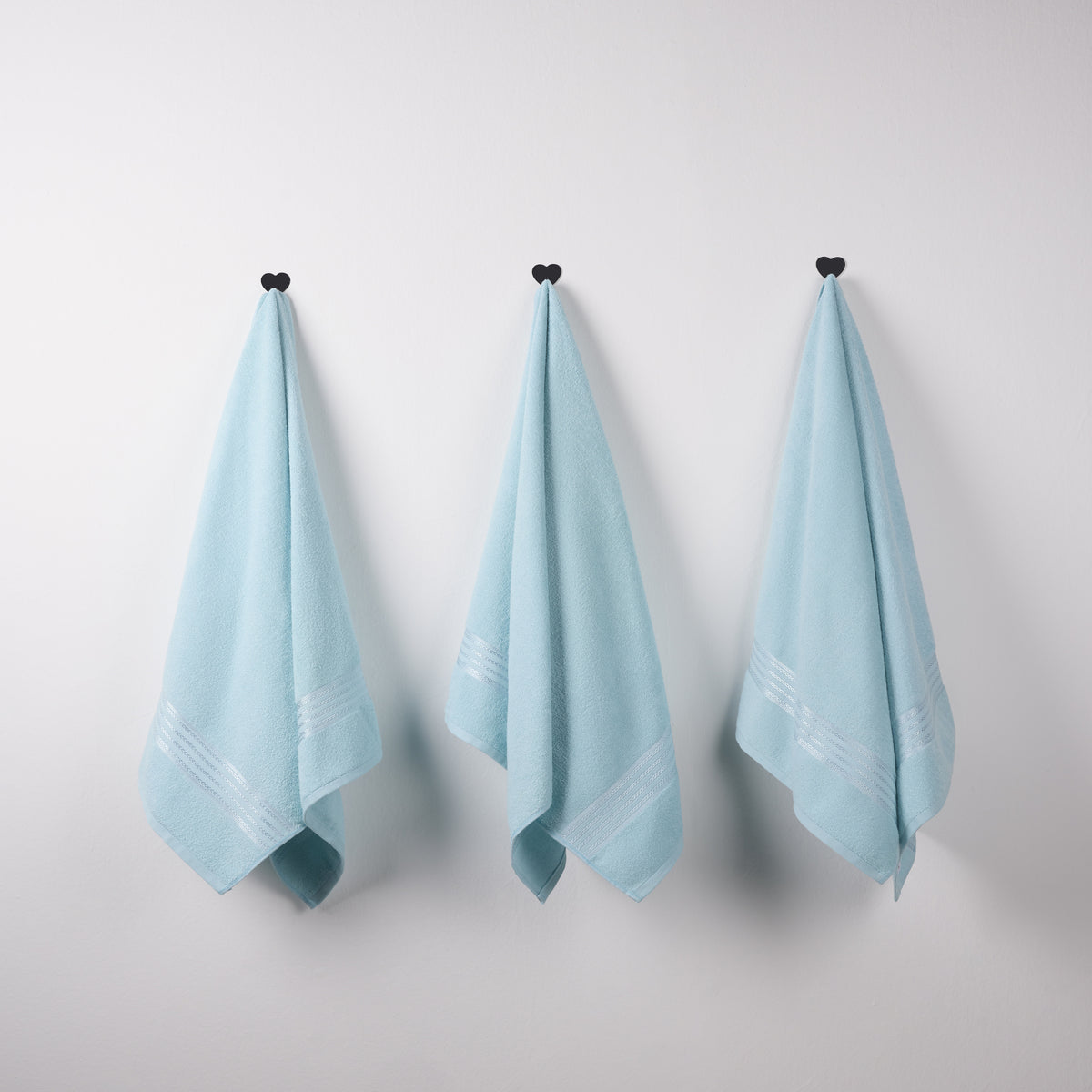 Classic Cotton|Bath Towel (Pack of 3) |380 GSM | Aqua Blue