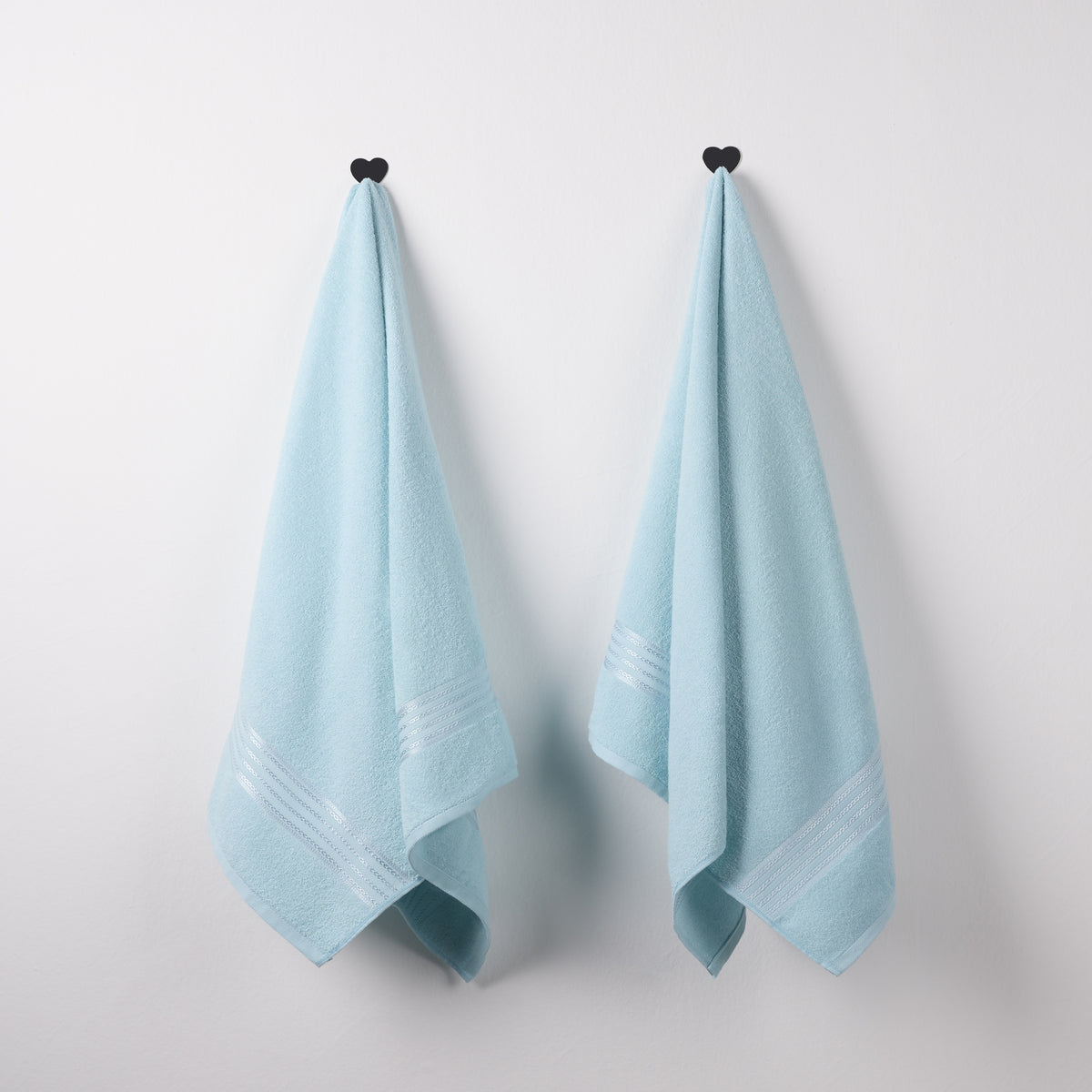 Classic Cotton|Bath Towel (Pack of 2) |380 GSM | Aqua Blue