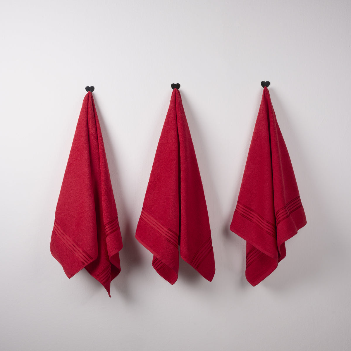 Classic Cotton|Bath Towel (Pack of 3) |380 GSM | Red