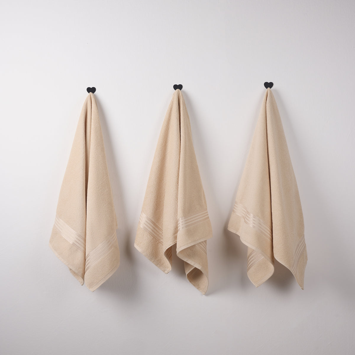 Classic Cotton|Bath Towel (Pack of 3) |380 GSM | Desert Sand