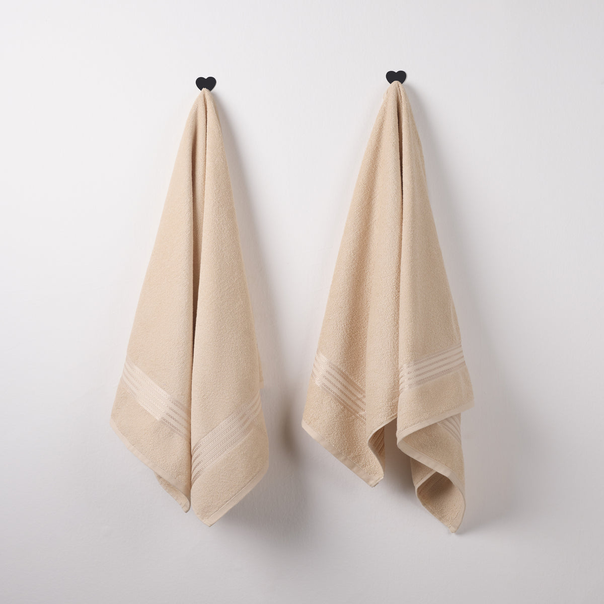 Classic Cotton|Bath Towel (Pack of 2) |380 GSM | Desert Sand