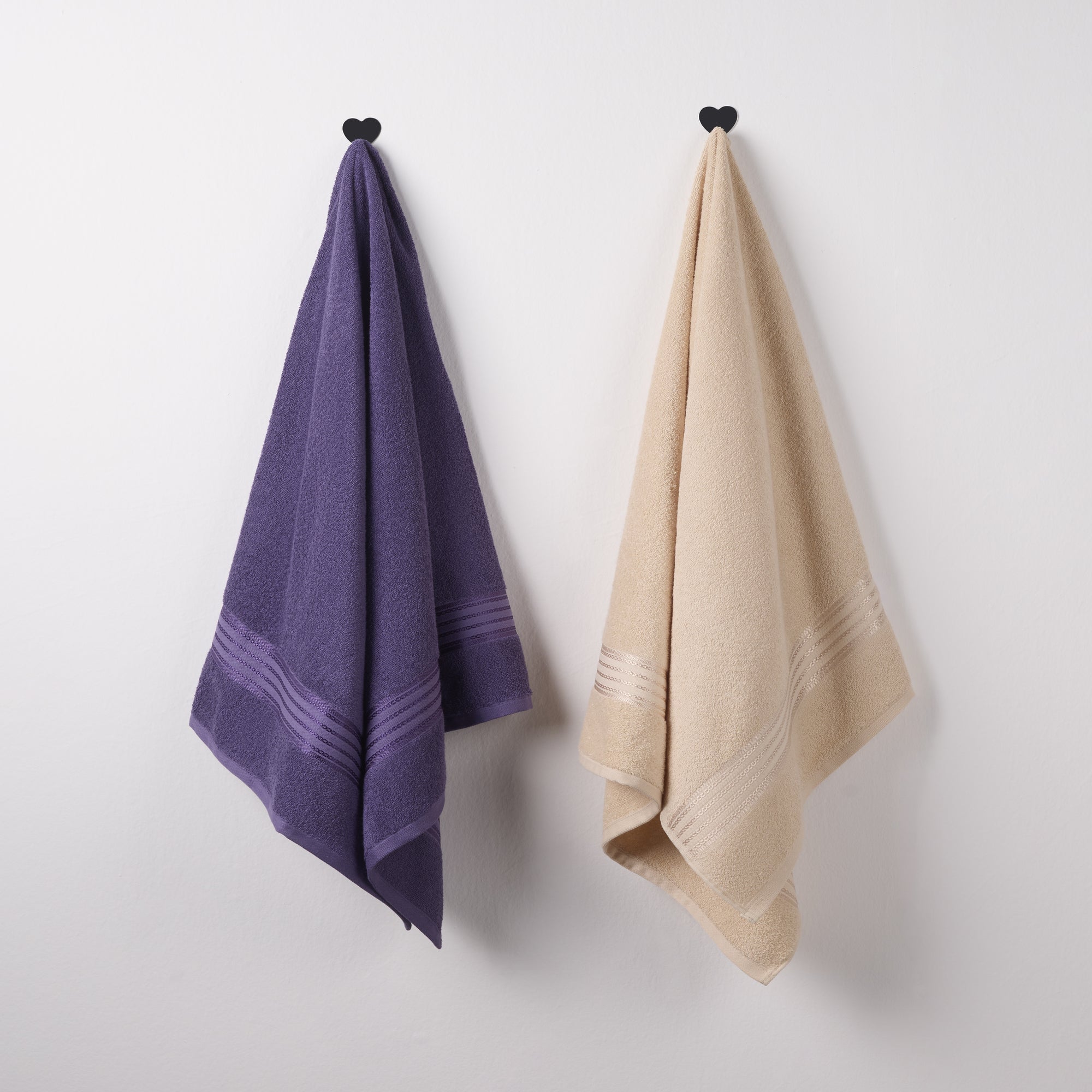 Classic Cotton|Bath Towel (Pack of 2) |380 GSM | Purple & Beige