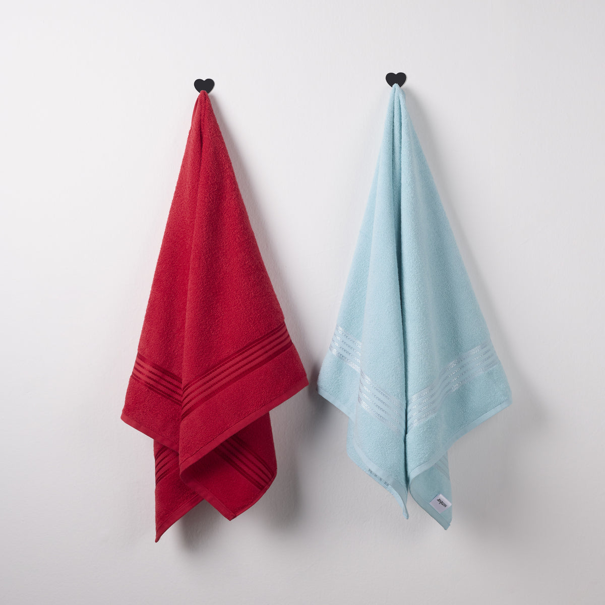 Classic Cotton|Bath Towel (Pack of 2) |380 GSM | Blue & Red