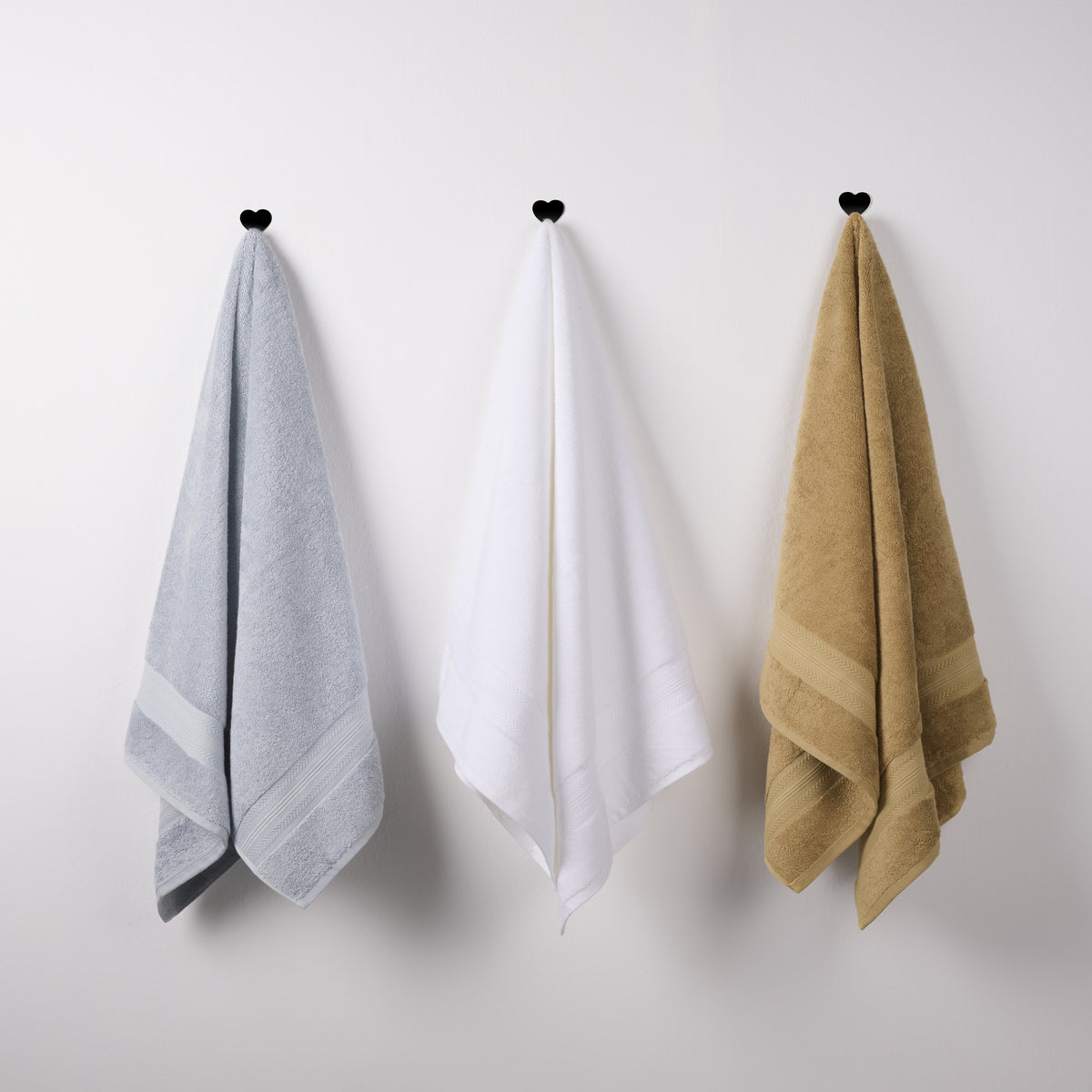 Bamboo Cotton | Bath Towel(Pack of 3) | 600 GSM | White & Beige