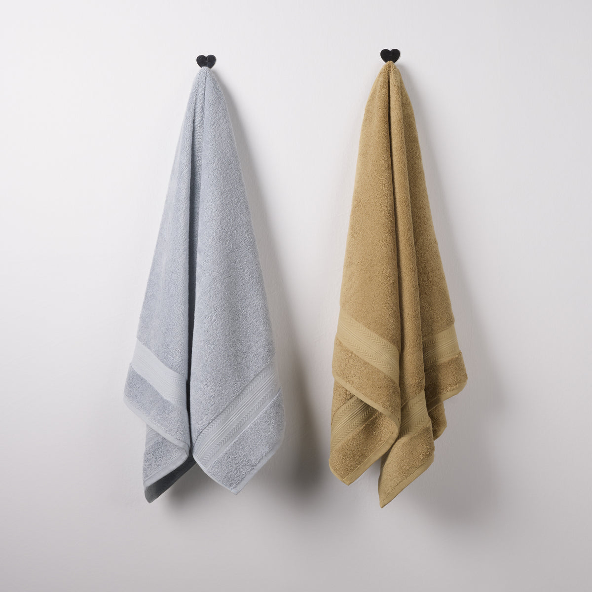 Bamboo Cotton | Bath Towel(Pack of 2) | 600 GSM | Blue & Beige
