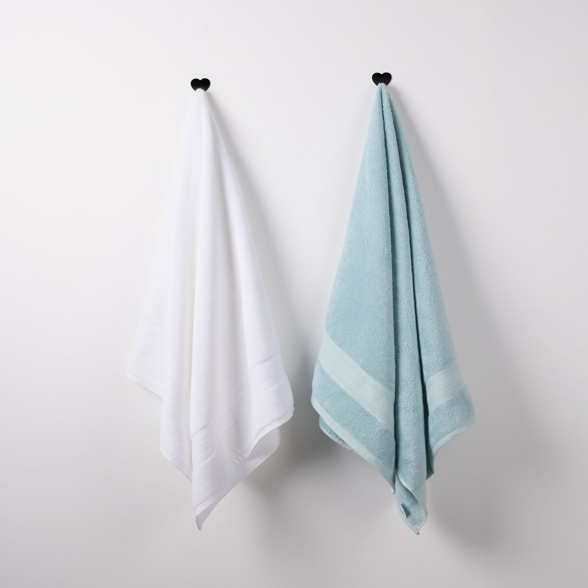 Bamboo Cotton | Bath Towel(Pack of 2) | 600 GSM | Blue & White