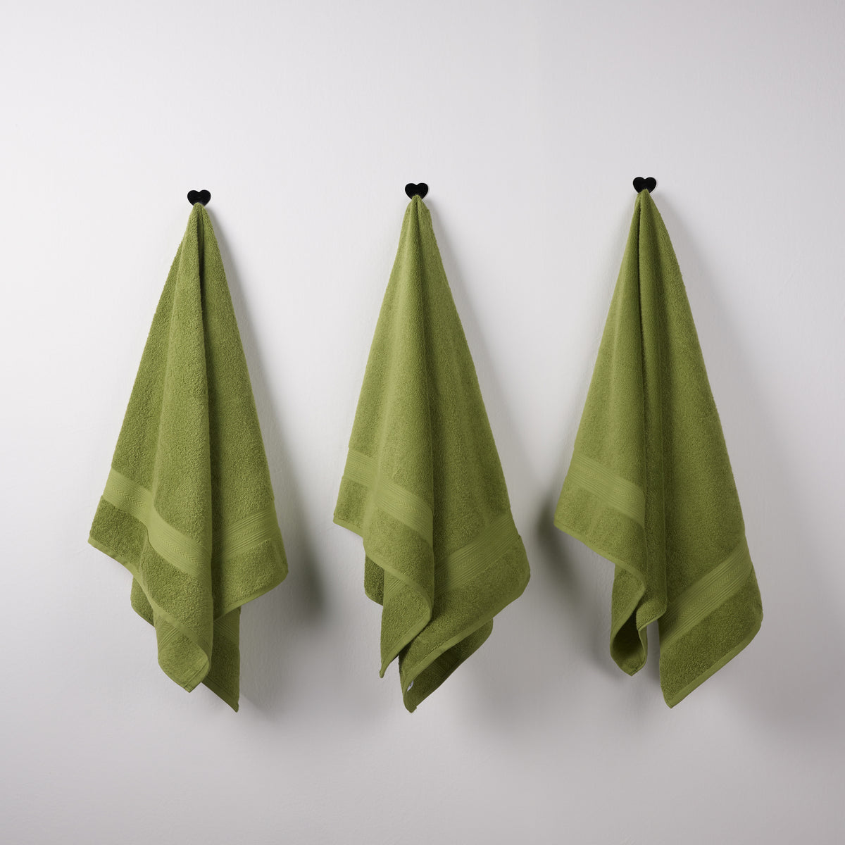 Cotton Basic | Bath Towel(Pack of3) | 500 GSM | Olive Green